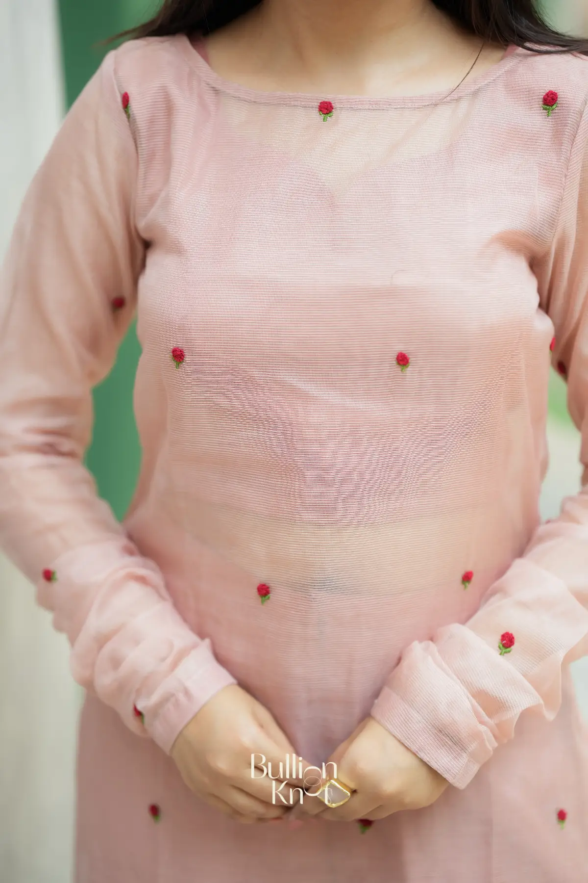 Cossette Kota Doria Suit Set (Dress) in Soft Peach