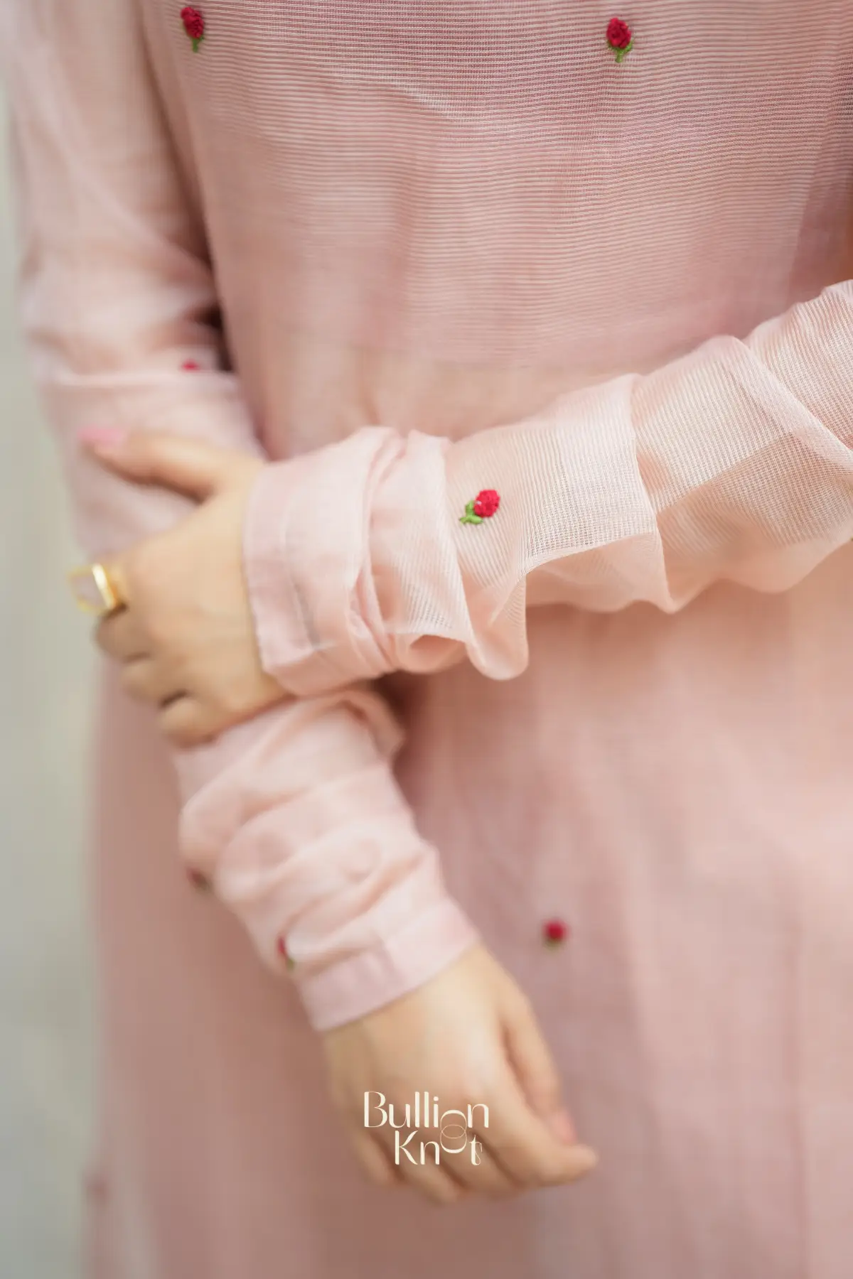 Cossette Kota Doria Suit Set (Dress) in Soft Peach