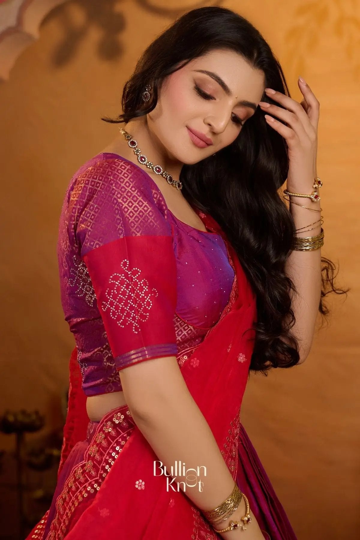 Aarvi Pushpa Soft Silk Lehenga Set In Magenta Pink