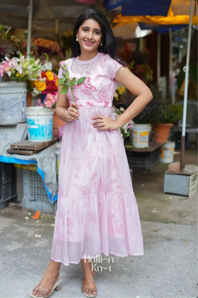 Brisa Bloom Kota Doria Midi (Dress) in Pink