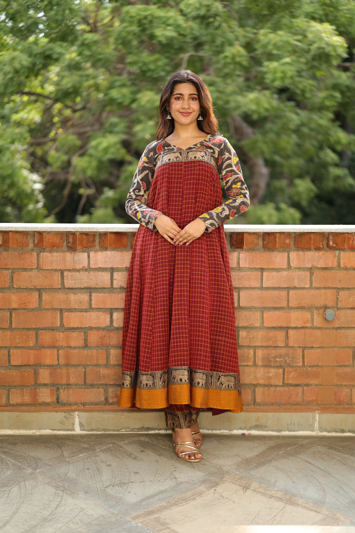 Gajraj Maroonj Anarkali Suit Set for Festive Wear