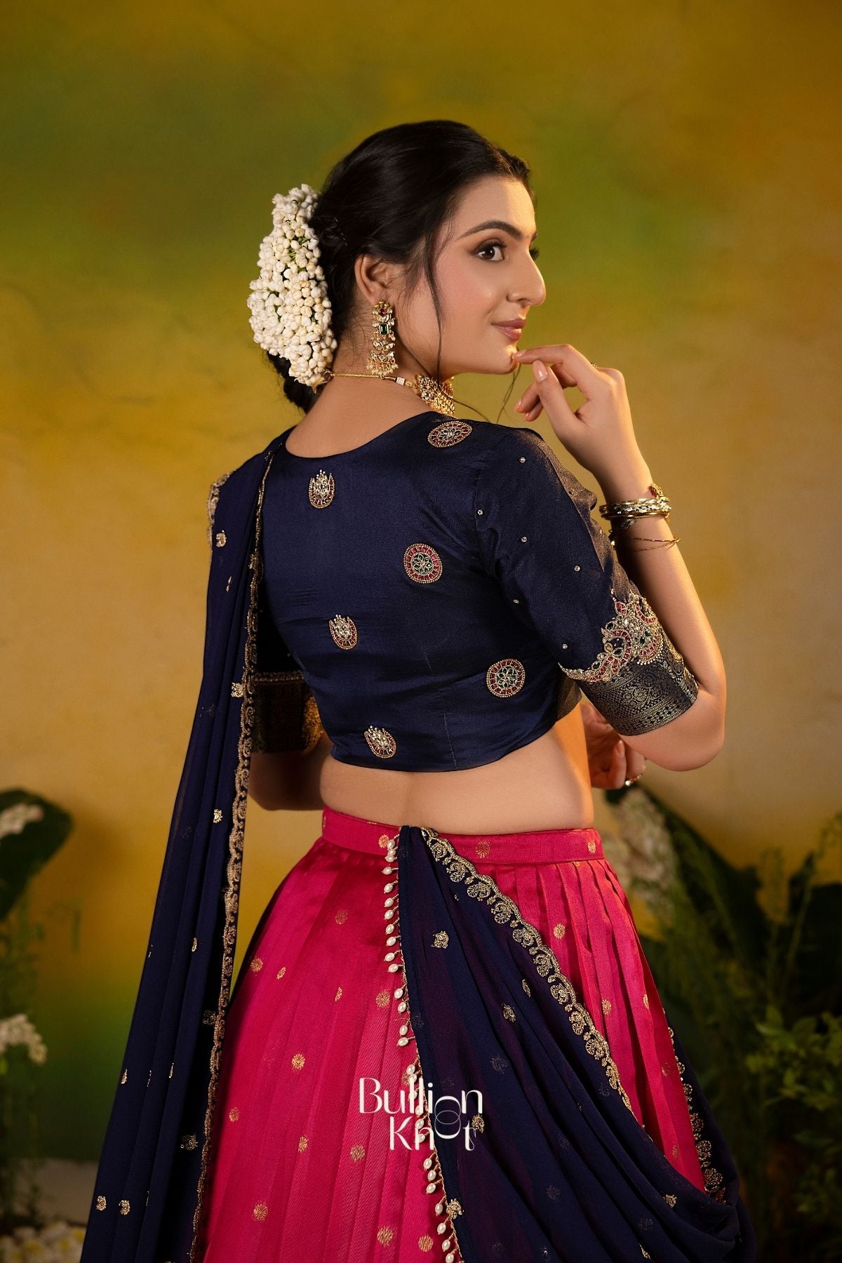Nilambari Noor Soft Silk Lehenga Set In Rani Pink