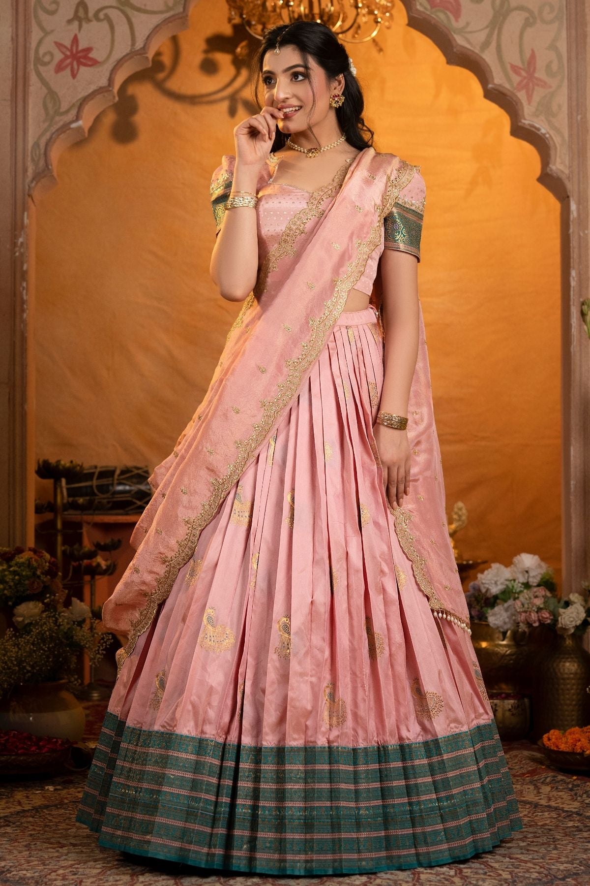 Sundarika Soft Silk Lehenga Set In Rose Pink
