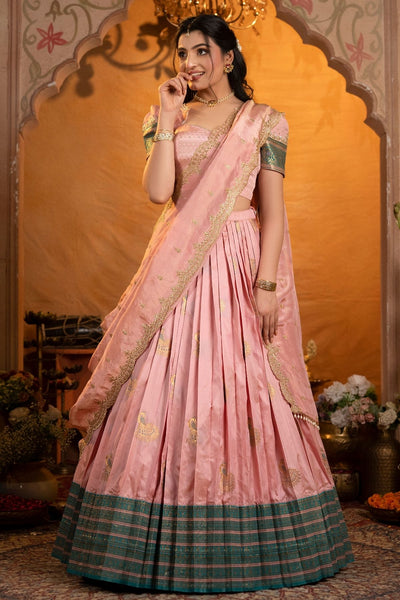 Sundarika Soft Silk Lehenga Set In Rose Pink