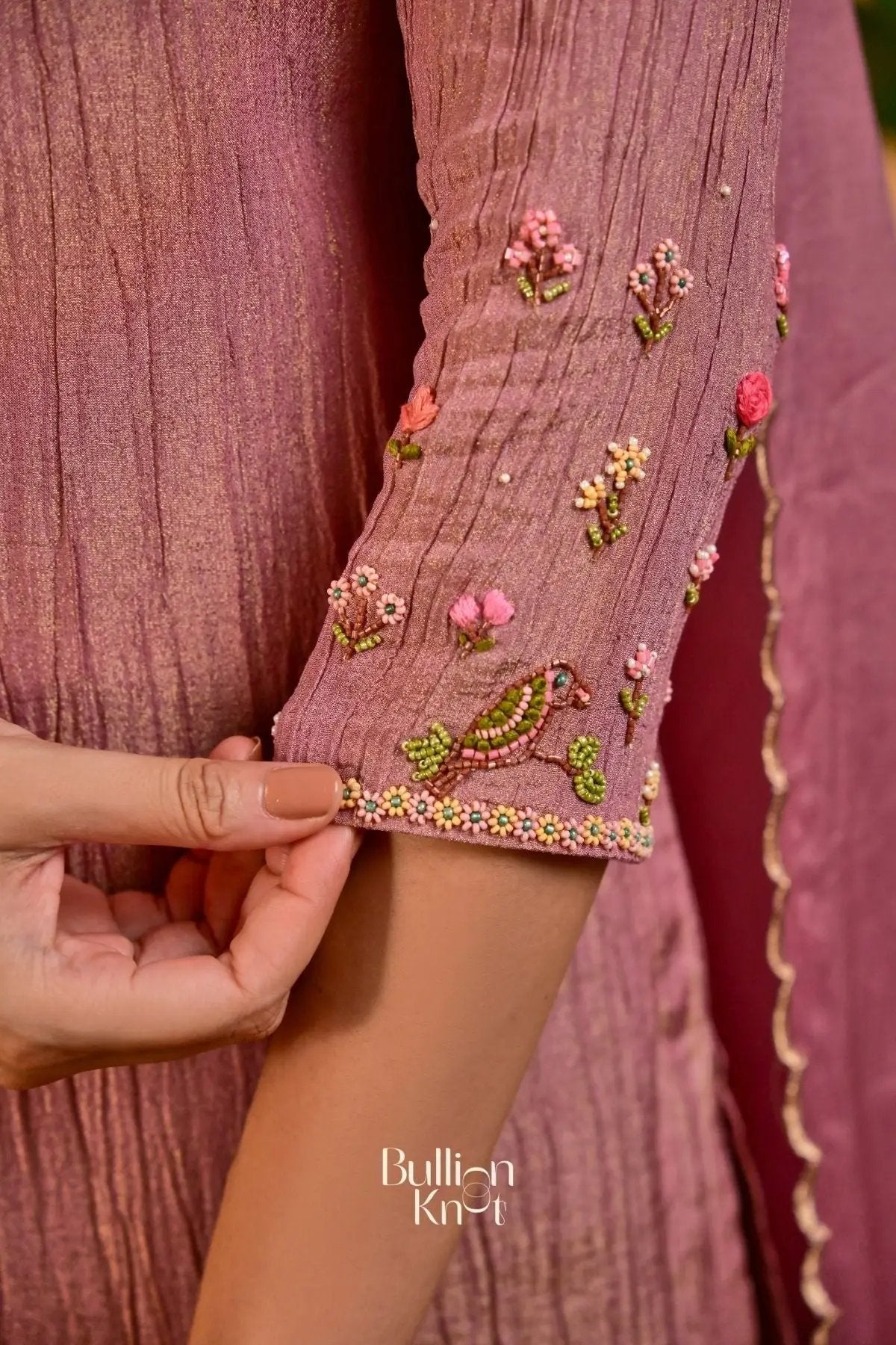 Phoolkari Kurta Set (Dress) in Lavender