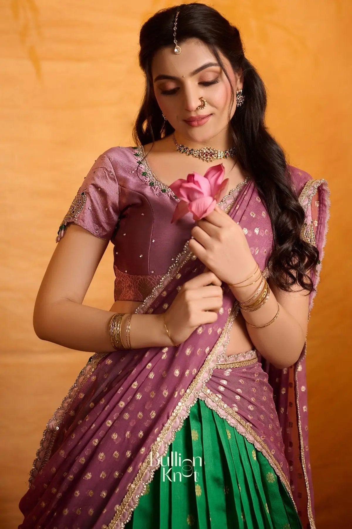 Indulekha Soft Silk Lehenga Set In Green
