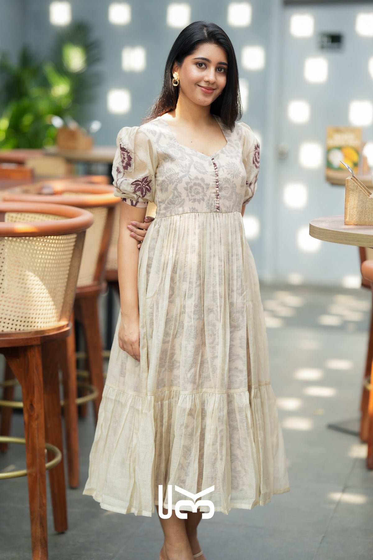 Seleneva Kota Doria Midi (Dress) in Brown