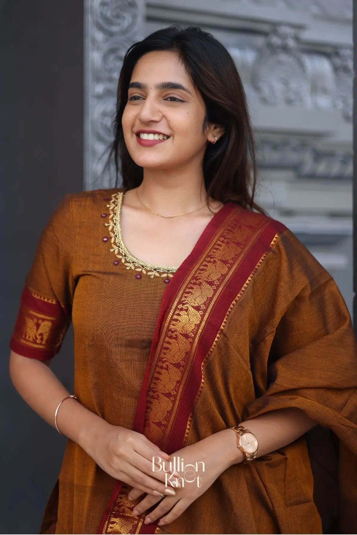 Vidhya Kurta set In Ochre Yellow