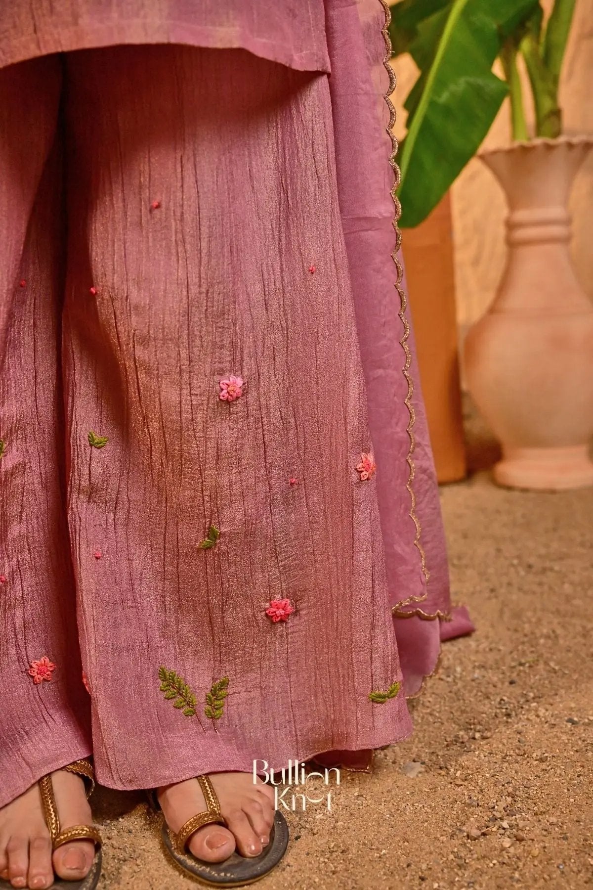 Phoolkari Kurta Set (Dress) in Lavender