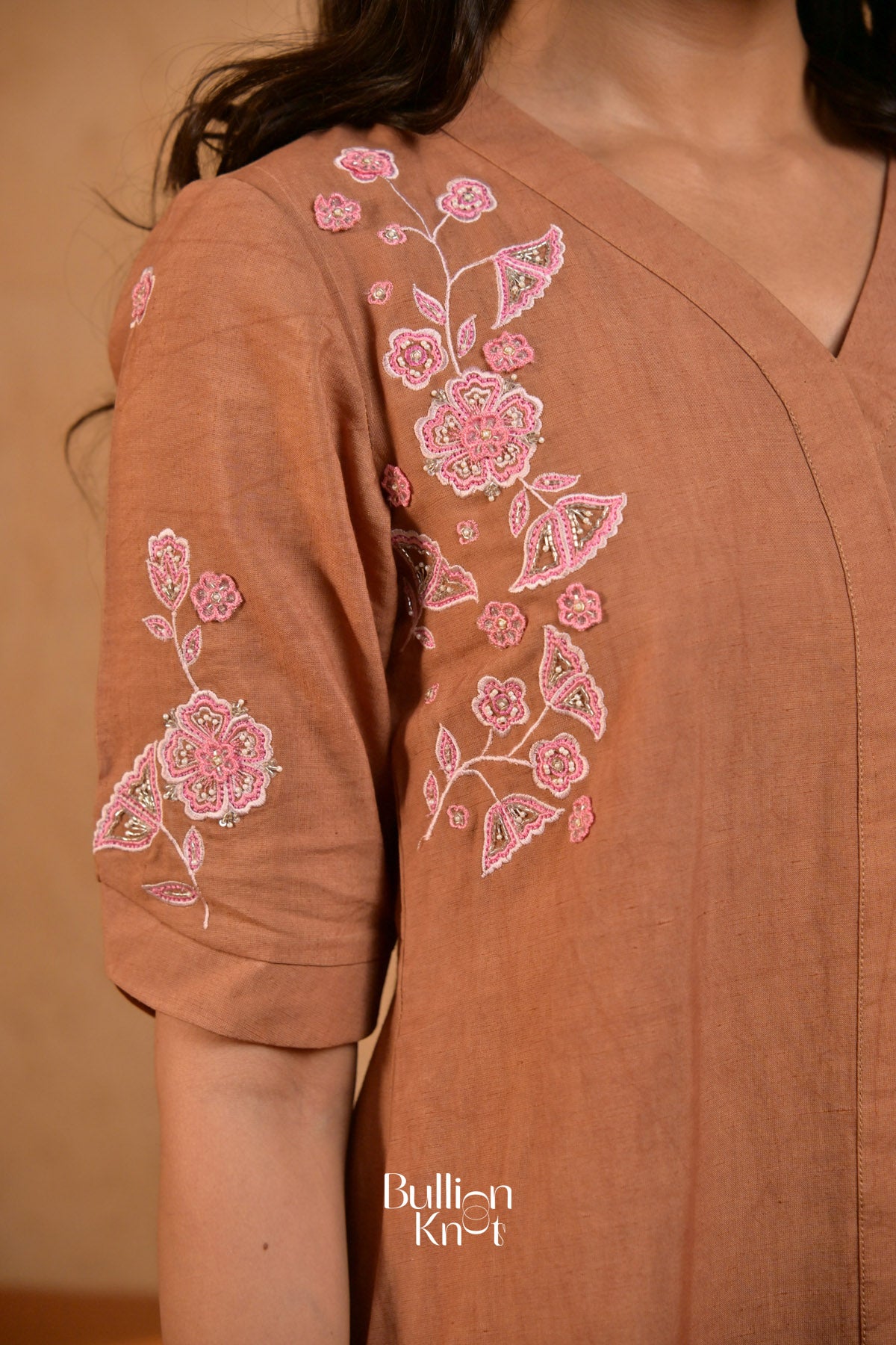 Maativastra linen Kurta Set (Dress) in earthy