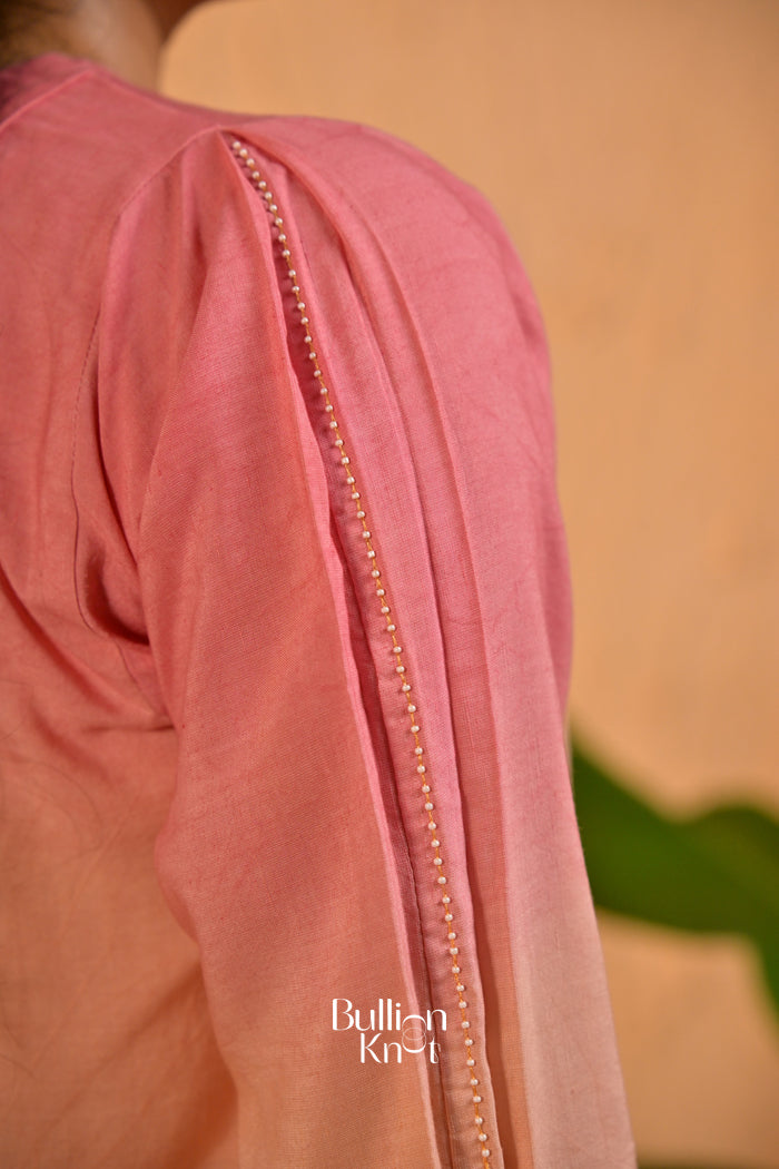 Peach Pankh Linen Kurta Set (Dress) in Ombre