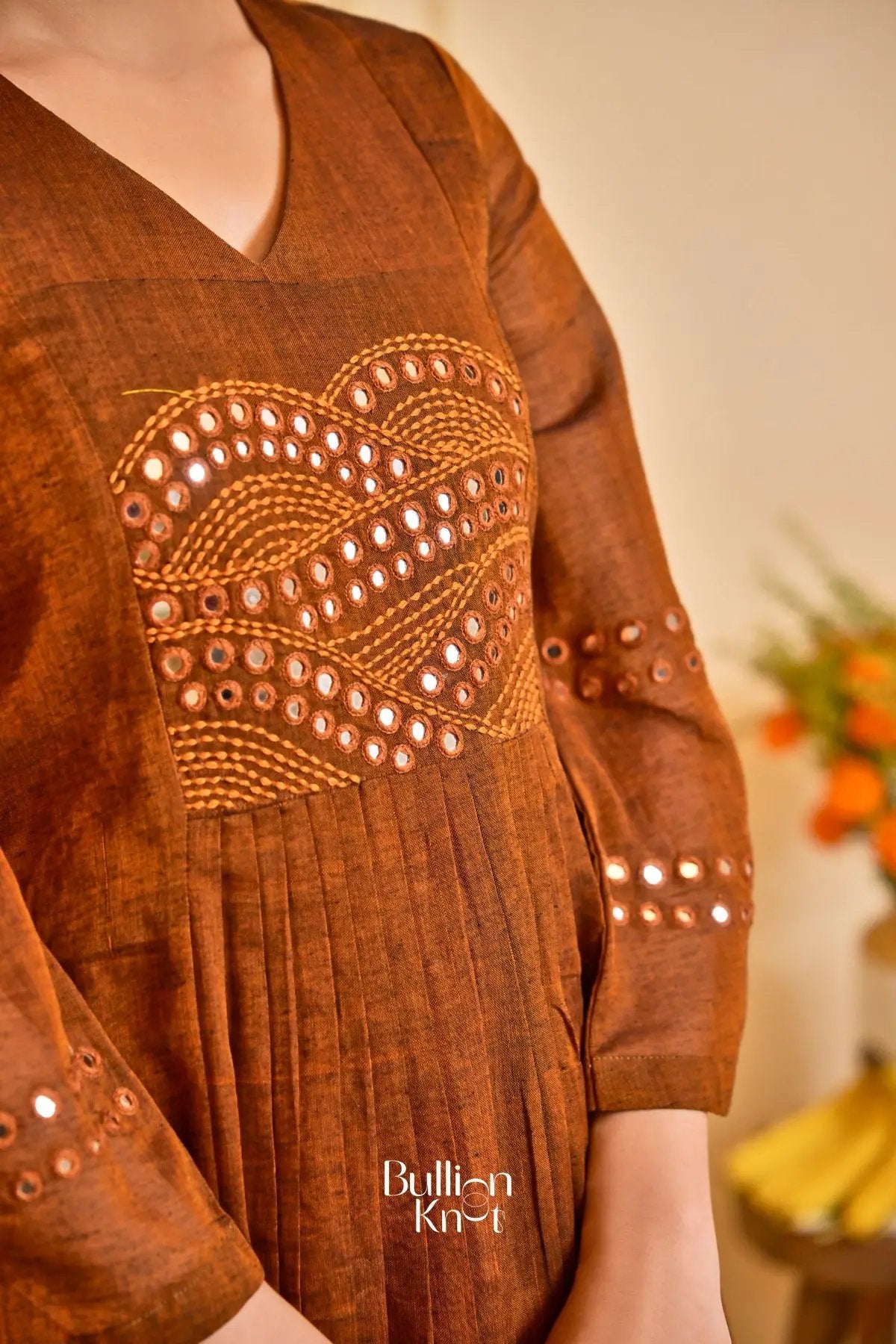 Taana Bana Handloom Kurta Set (Dress) in Brown