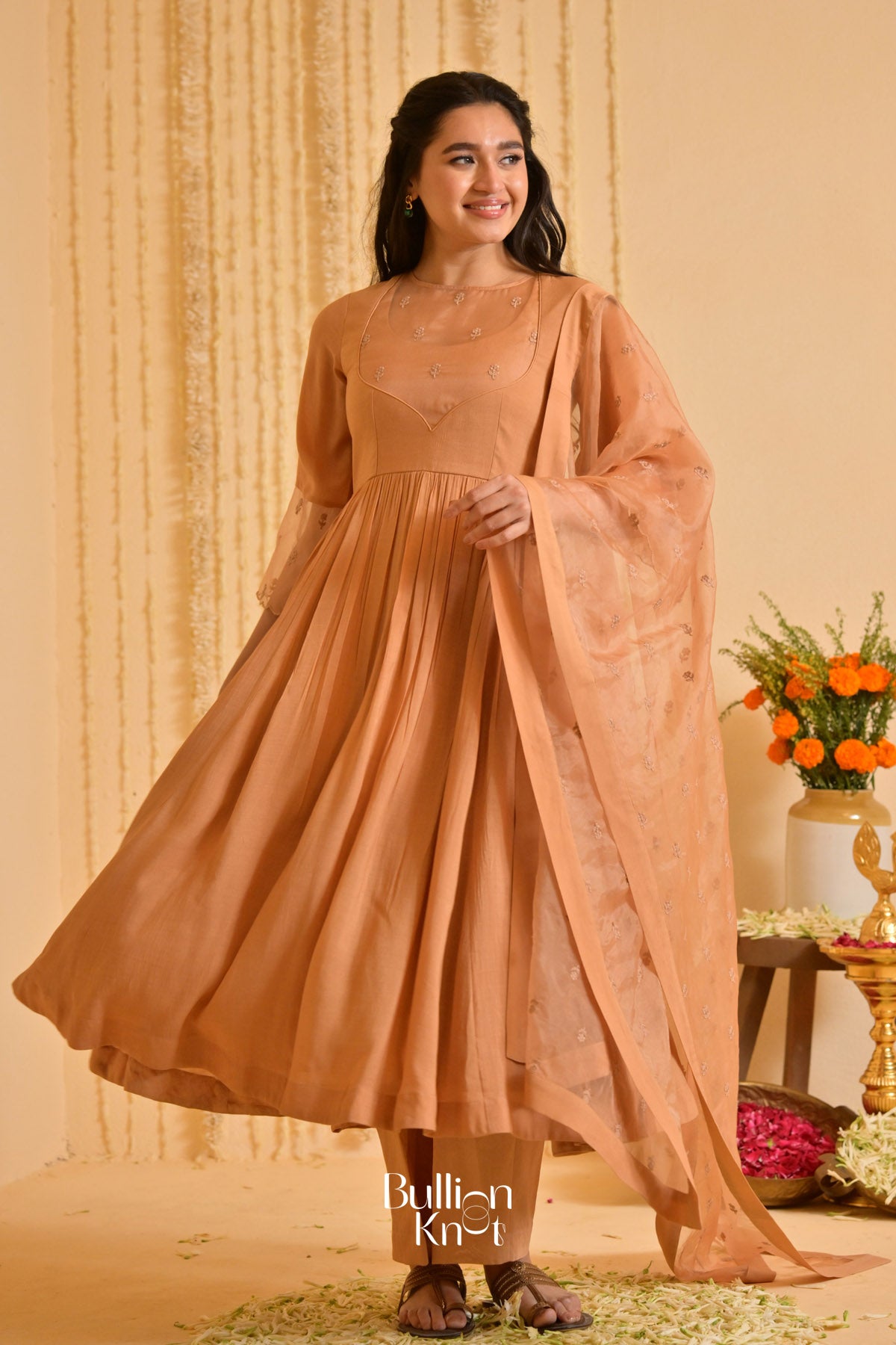 Peach Prerna Anarkali (Dress) In Cream