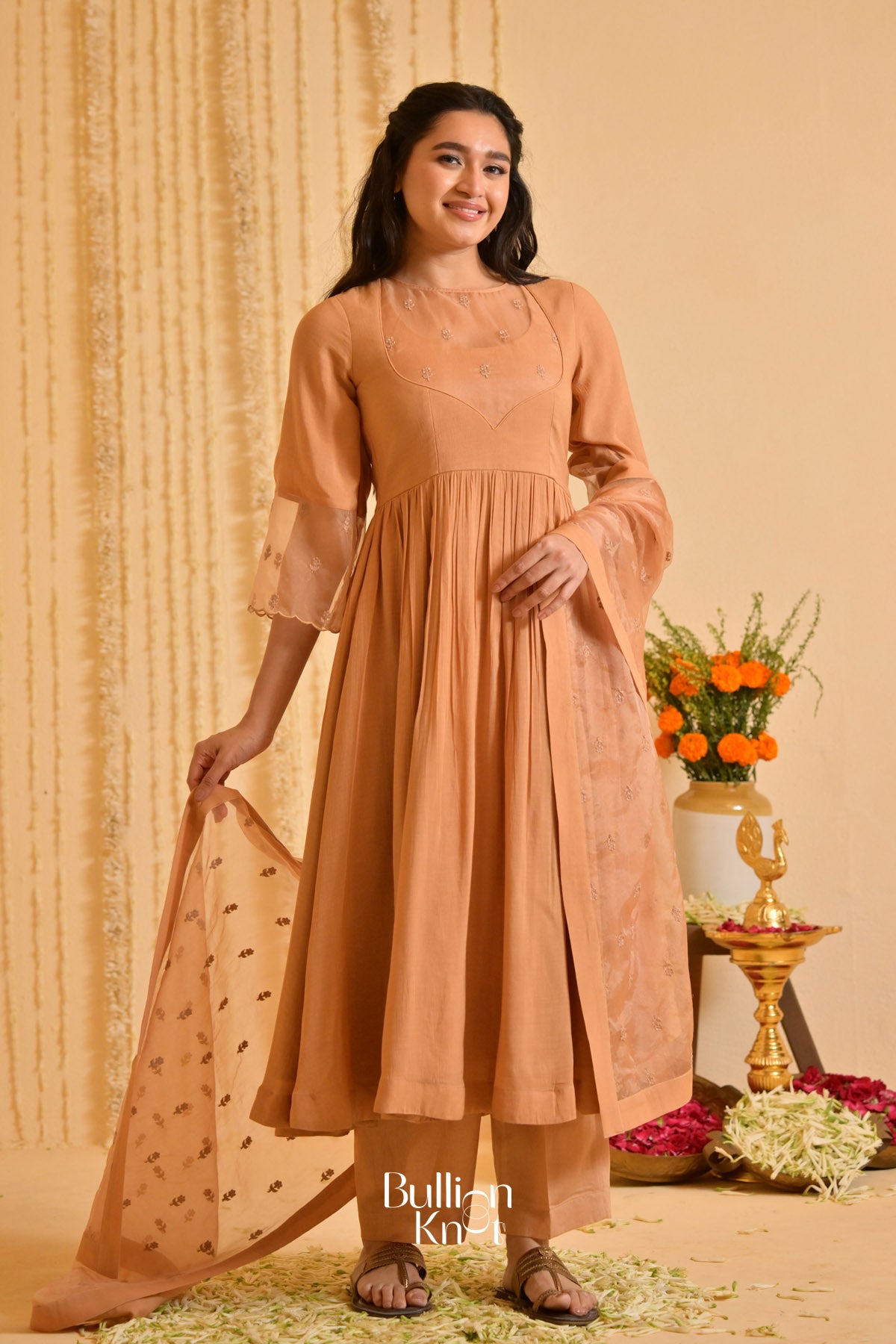 Peach Prerna Anarkali (Dress) In Cream