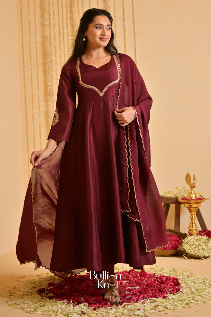 Mehroonvani Anarkali Set (Dress) in Marsala