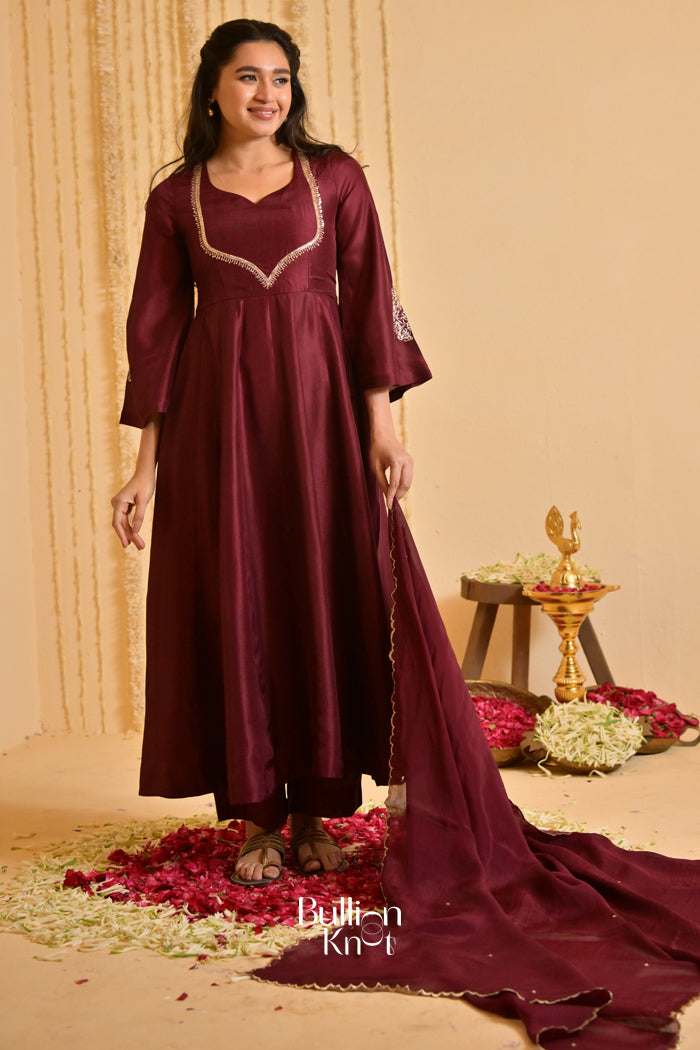 Mehroonvani Anarkali Set (Dress) in Marsala