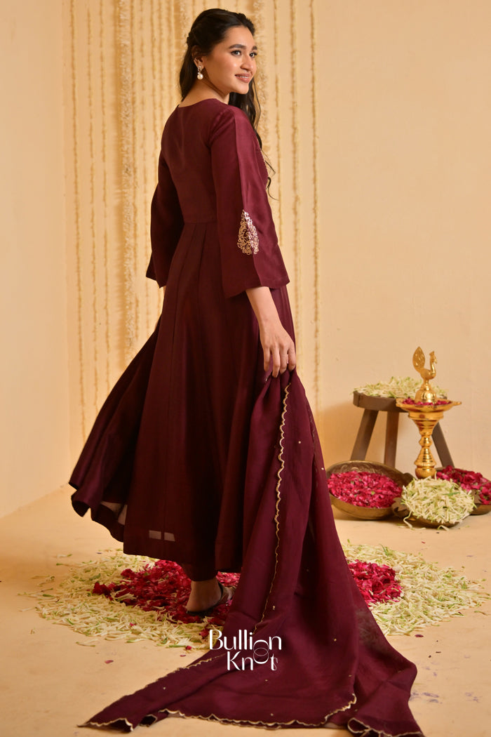 Mehroonvani Anarkali Set (Dress) in Marsala