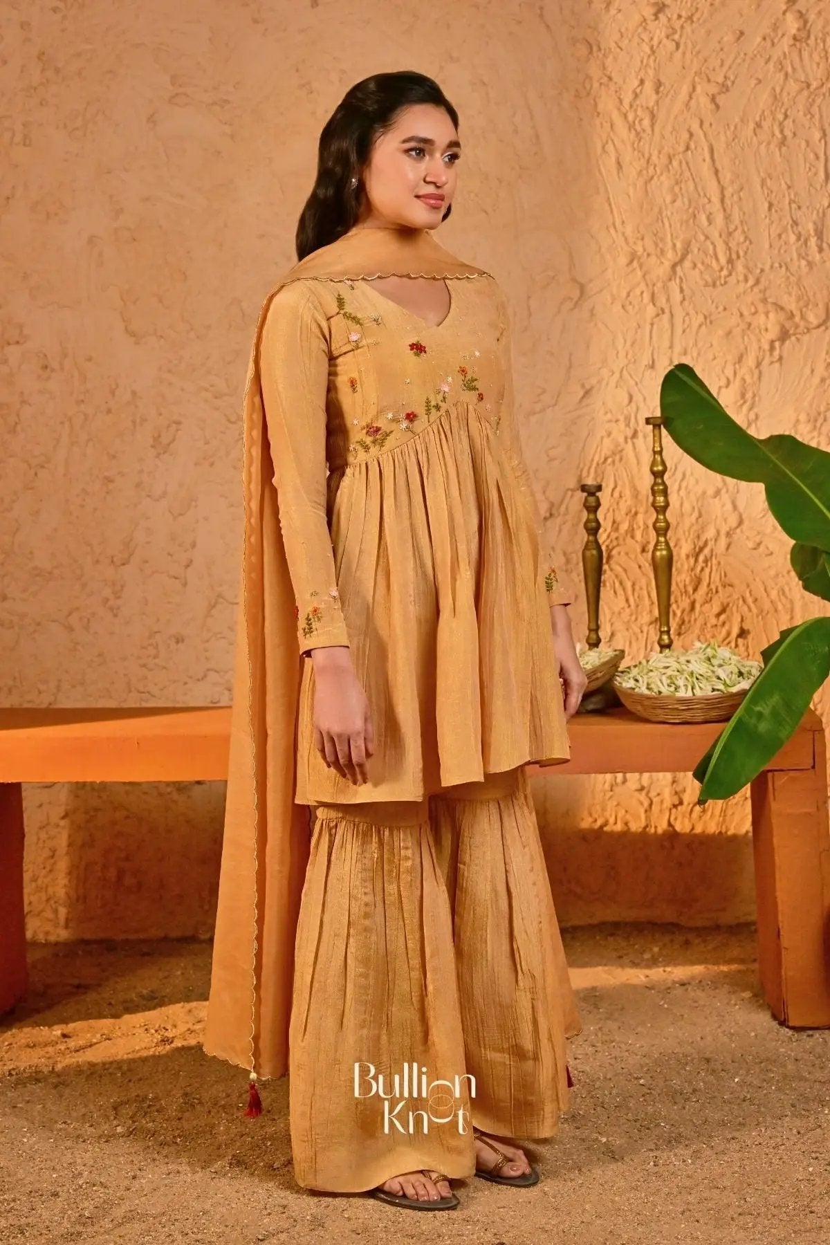 Kanak Sharara Suit (Dress) in Gold