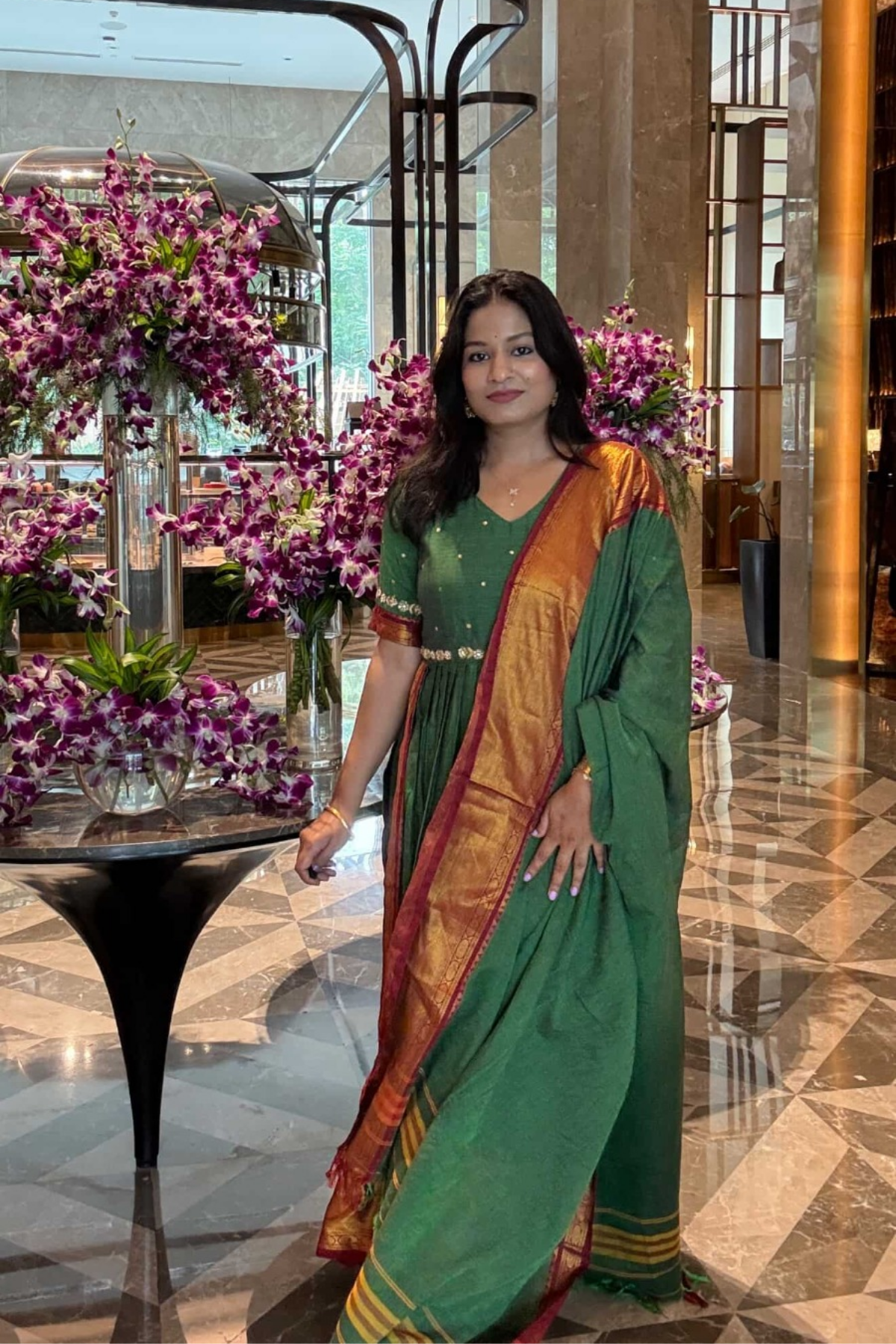 Gunjan Handloom Kurta Set (Dress) in Green