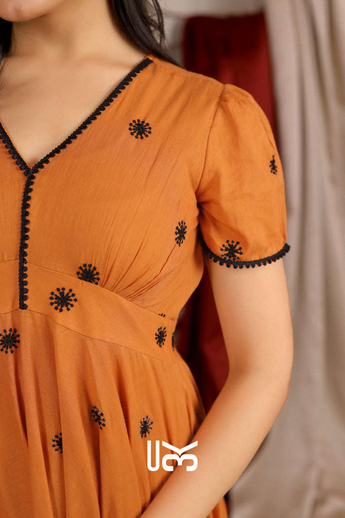 Apricot Summer Midi (Dress) in Rust Orange