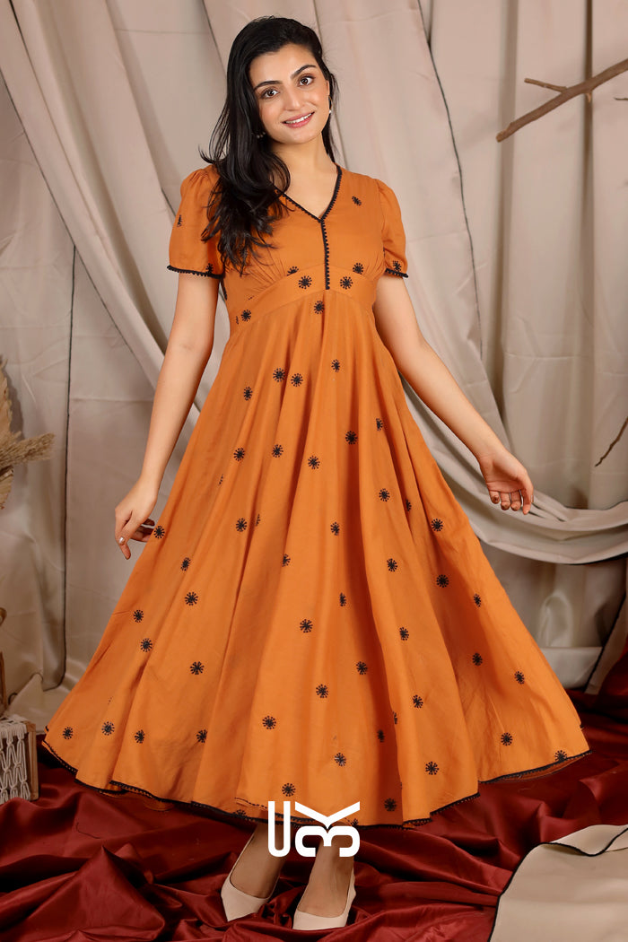 Apricot Summer Midi (Dress) in Rust Orange
