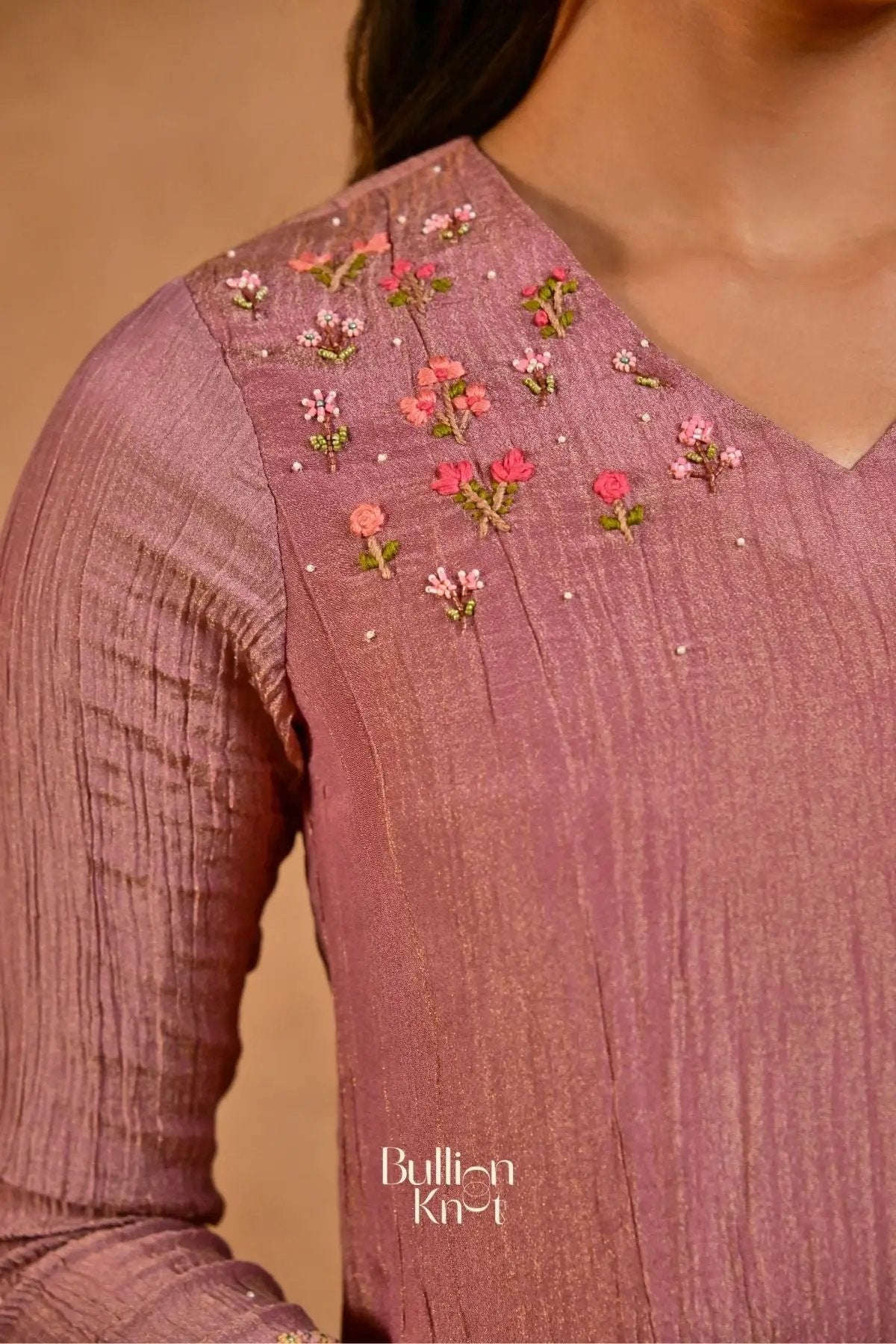 Phoolkari Kurta Set (Dress) in Lavender