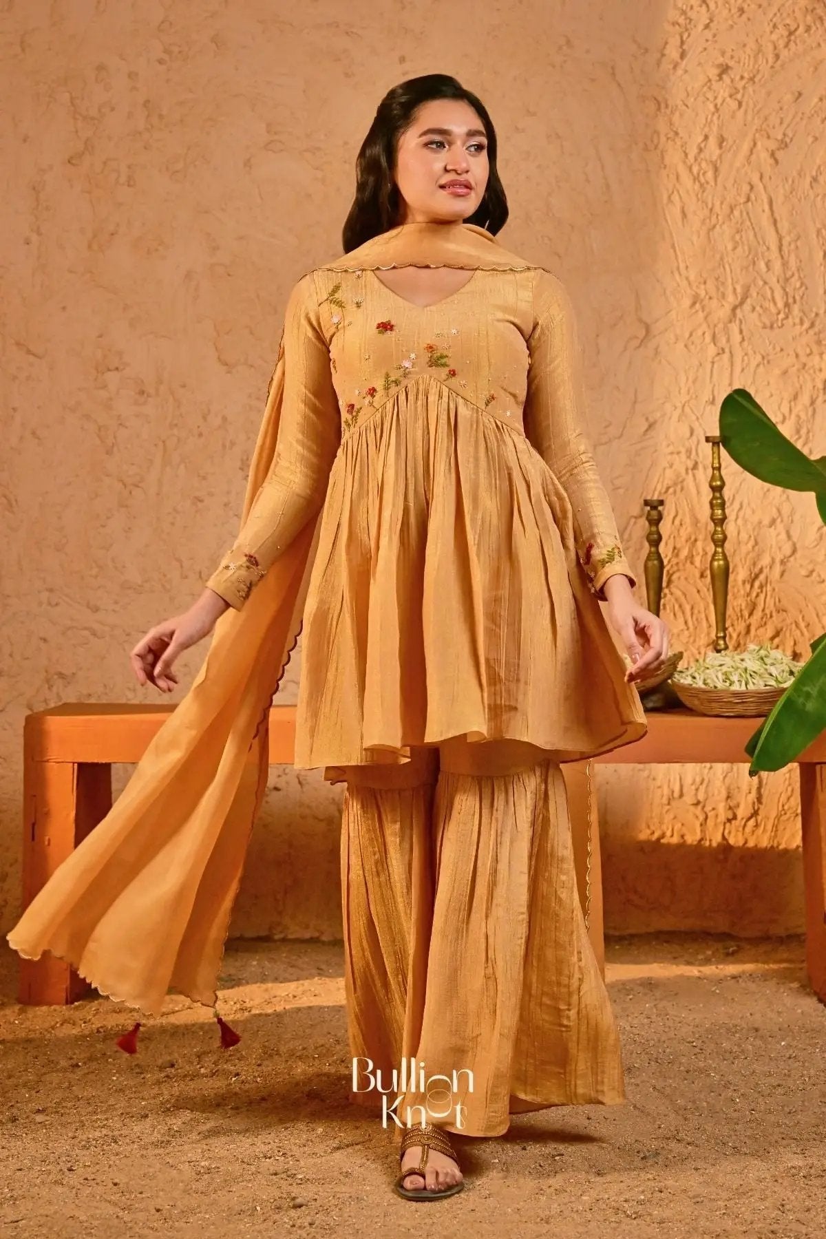 Kanak Sharara Suit (Dress) in Gold