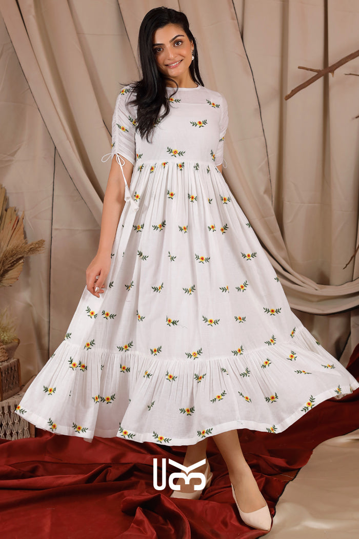 Exclusive Long Dresses Georgia Summer Midi Dress in White