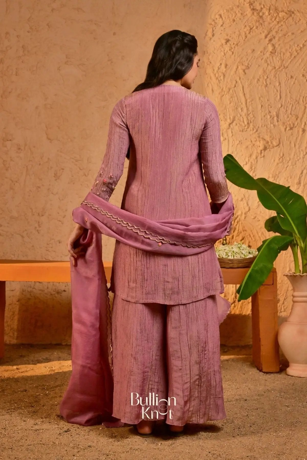 Phoolkari Kurta Set (Dress) in Lavender