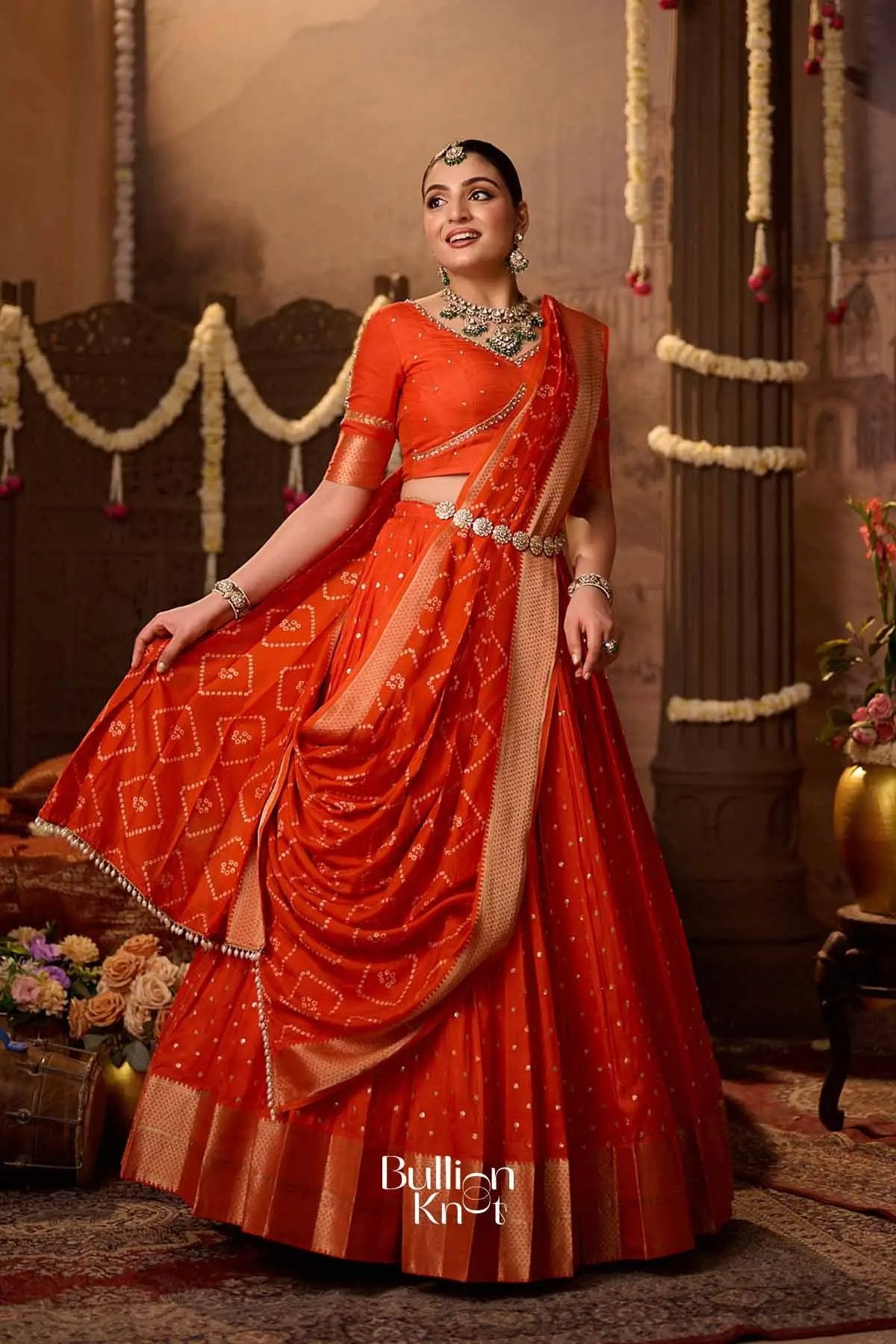 Aamrapali | Viscos Rust Orange Lehenga Set for Weddings