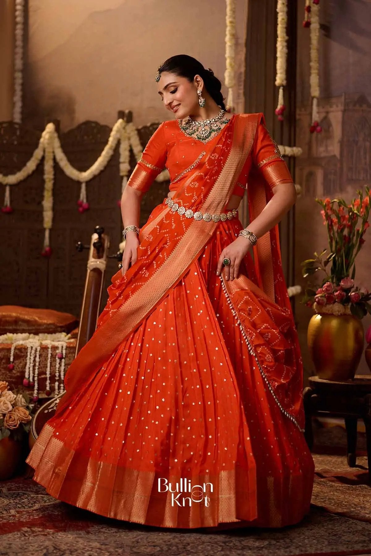 Aamrapali | Viscos Rust Orange Lehenga Set for Weddings