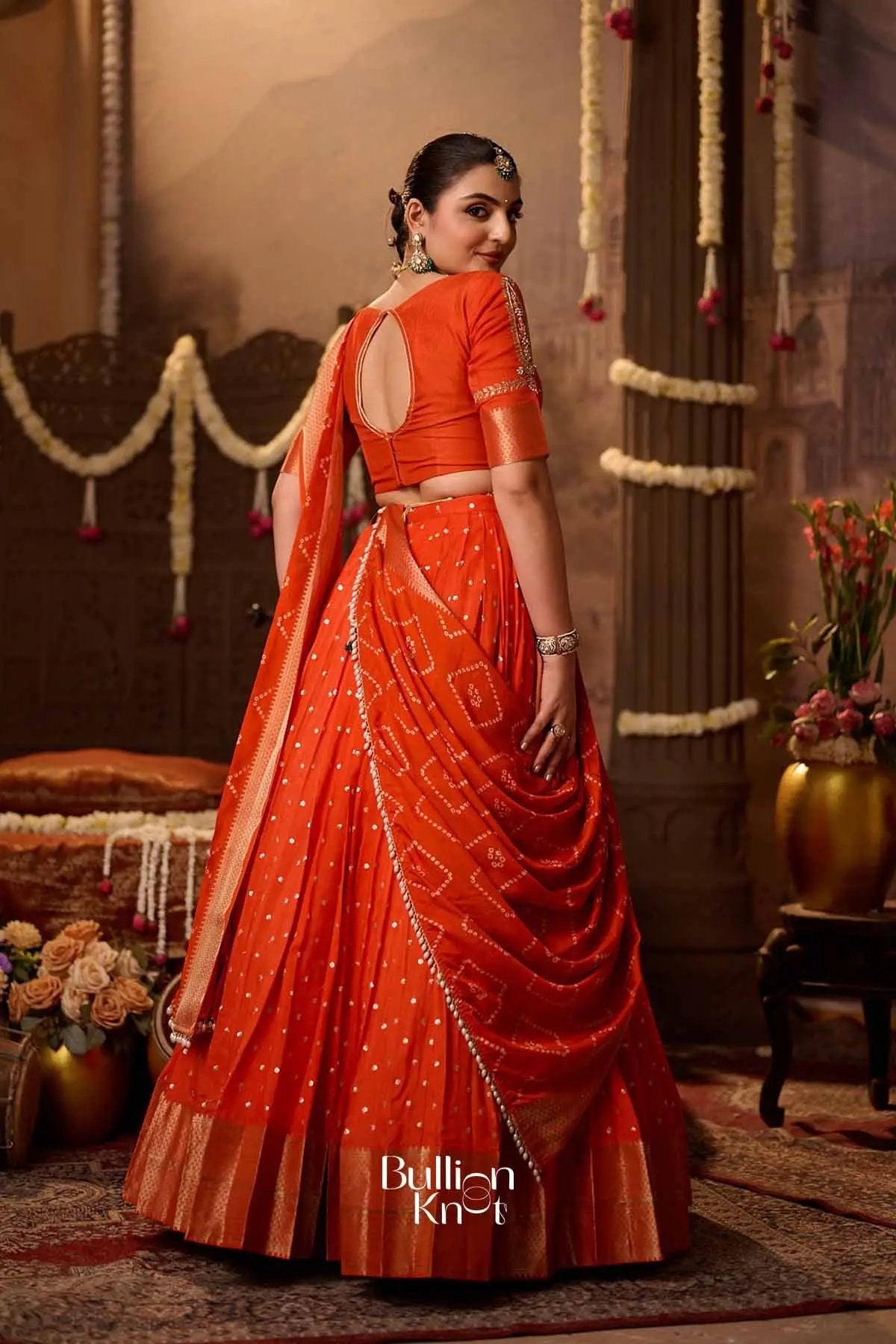 Aamrapali | Viscos Rust Orange Lehenga Set for Weddings
