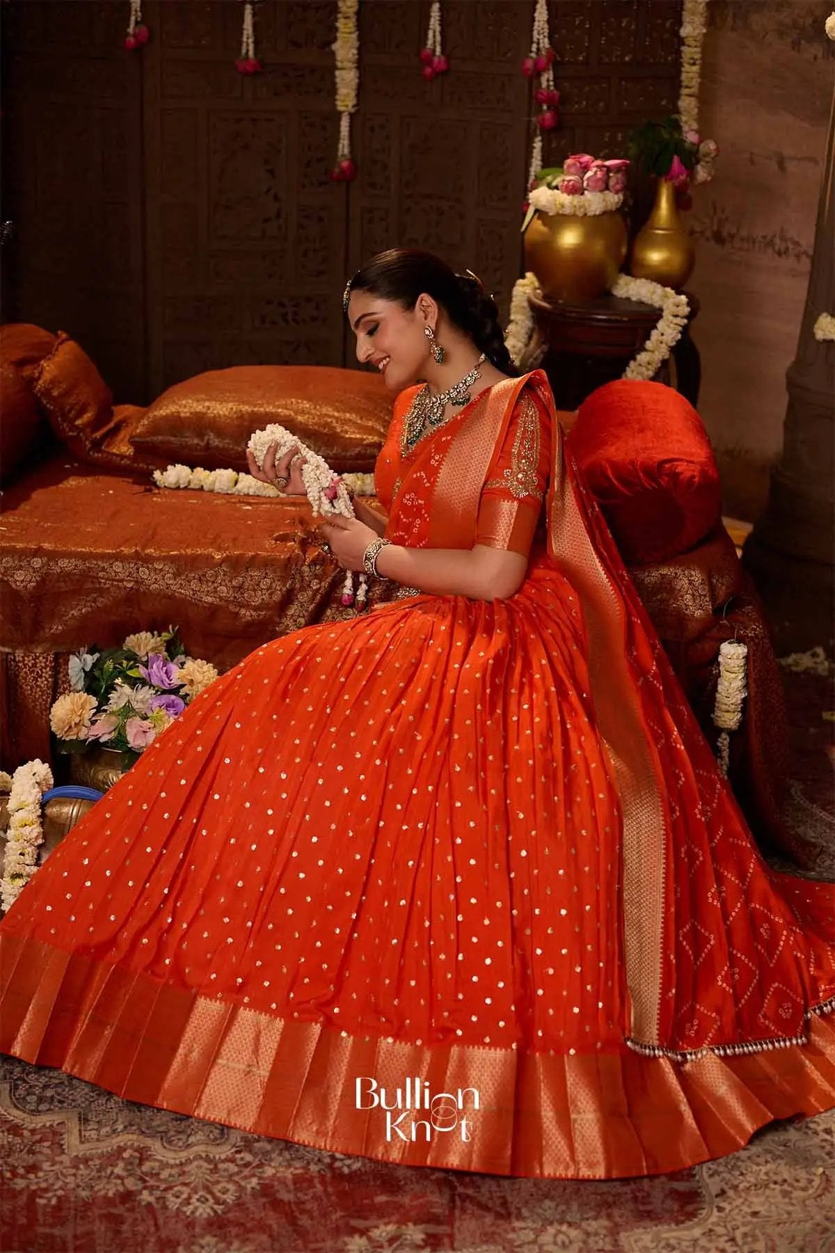 Aamrapali | Viscos Rust Orange Lehenga Set for Weddings