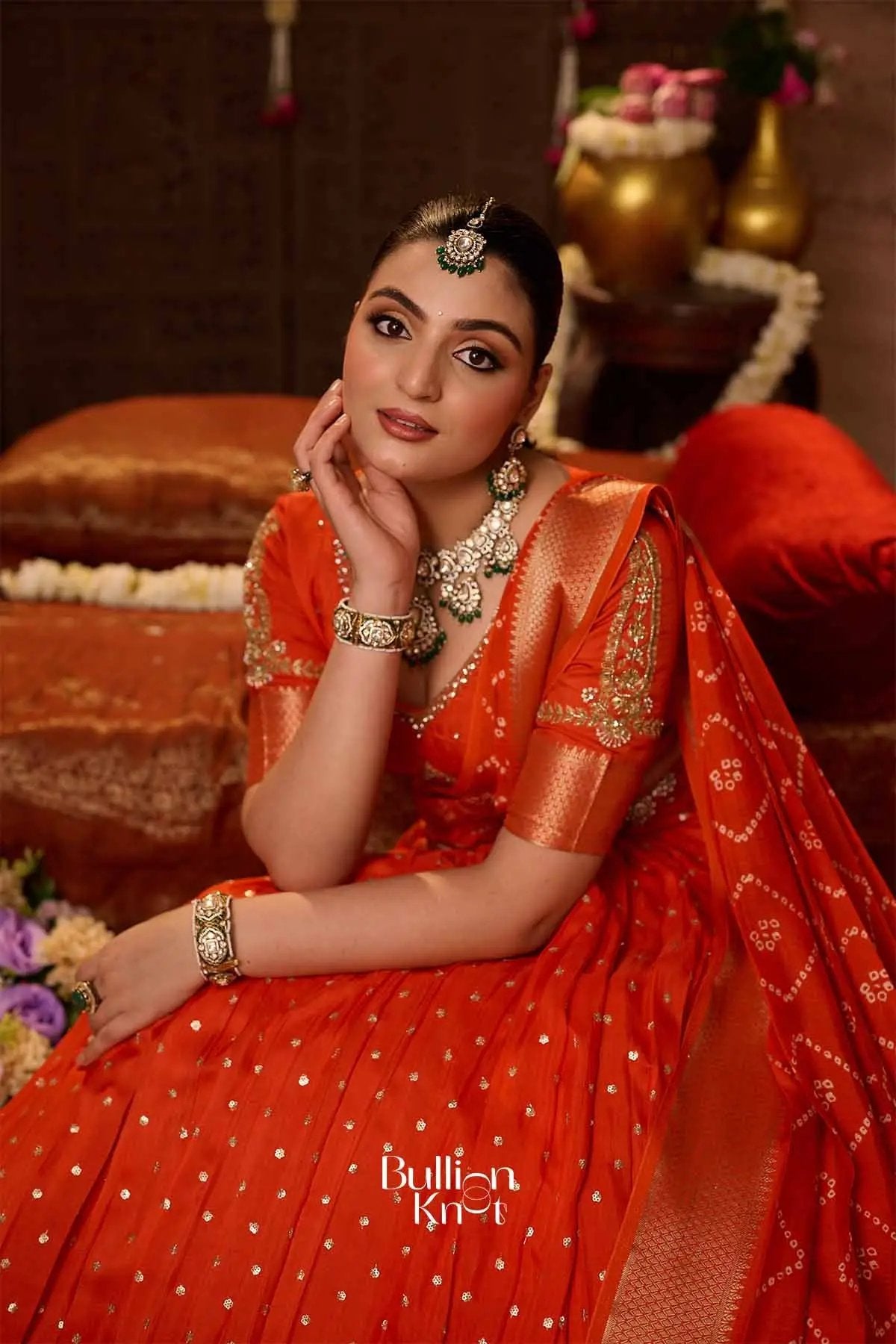 Aamrapali | Viscos Rust Orange Lehenga Set for Weddings