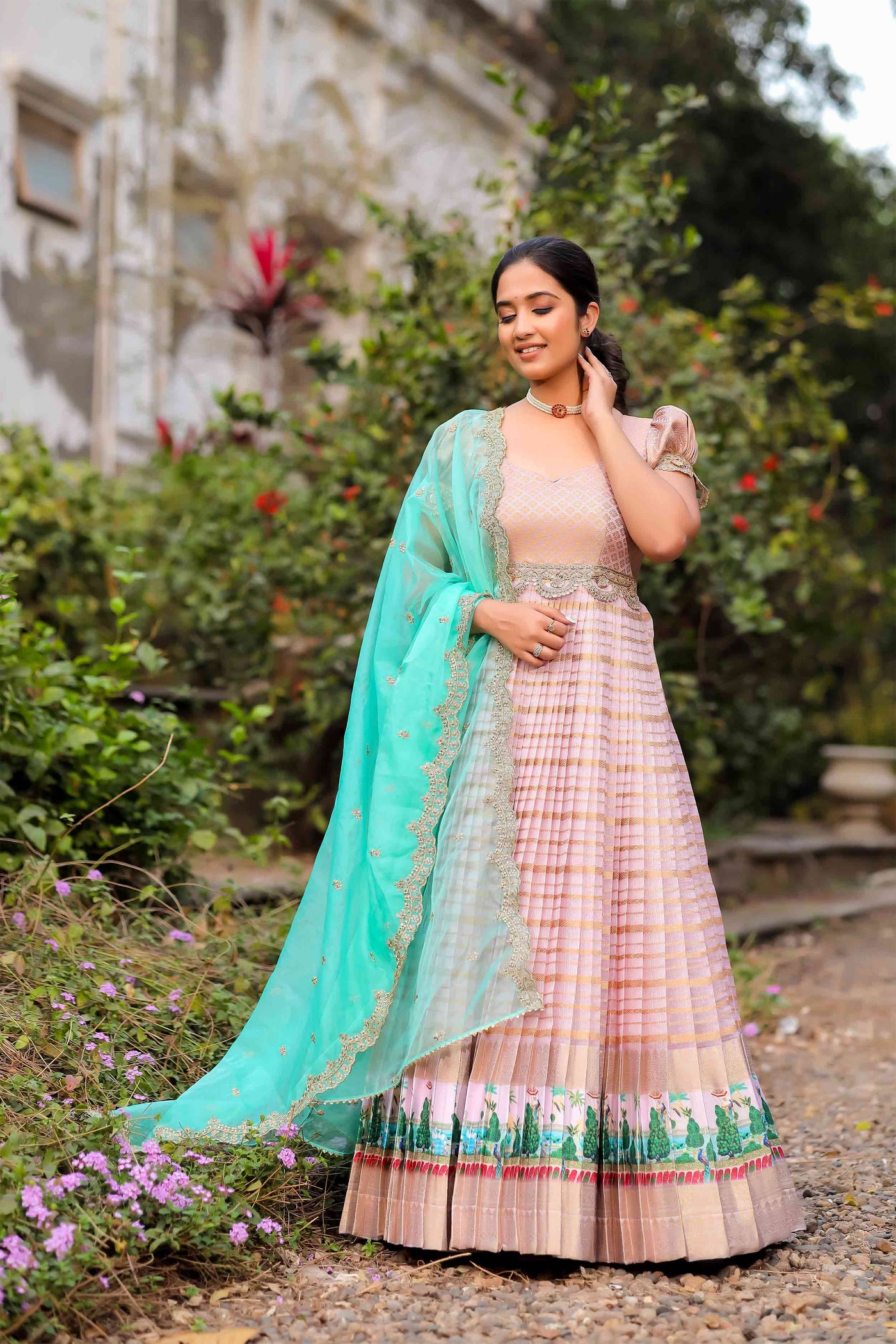 Buy Aarna Blush Pink Kotta Zari Dress Bullionknot