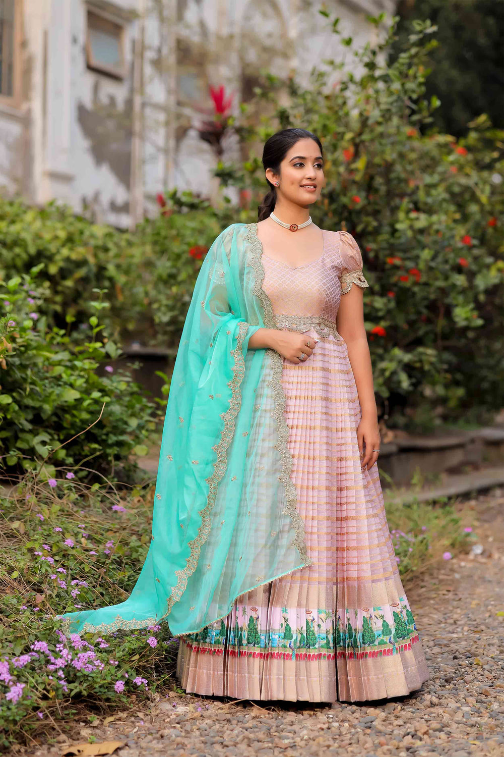 Buy Aarna Blush Pink Kotta Zari Dress Bullionknot