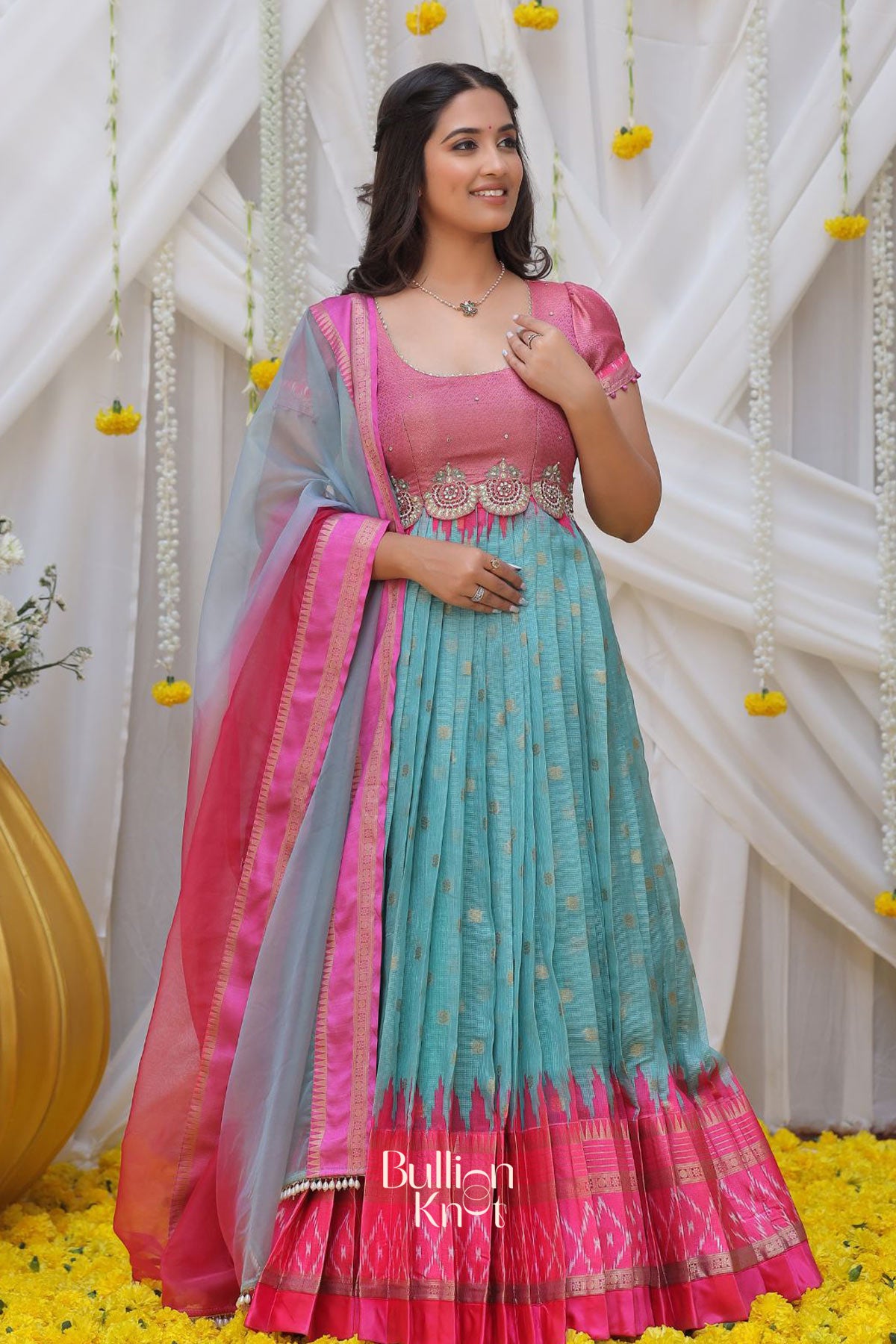 Aatmaja Ikkat Kota Zari (Dress) in Pink