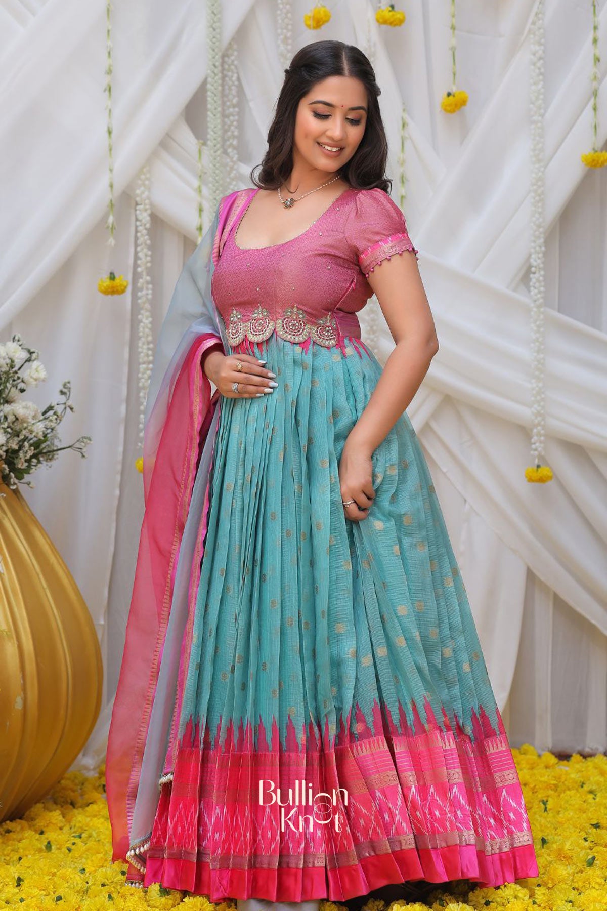 Aatmaja Ikkat Kota Zari (Dress) in Pink