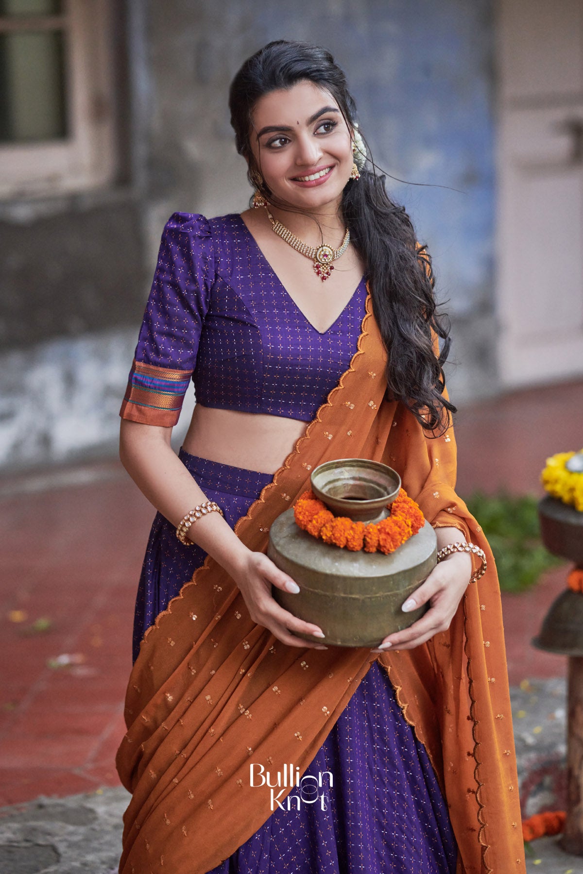 Akhila Naraynpet Half Saree in Purple