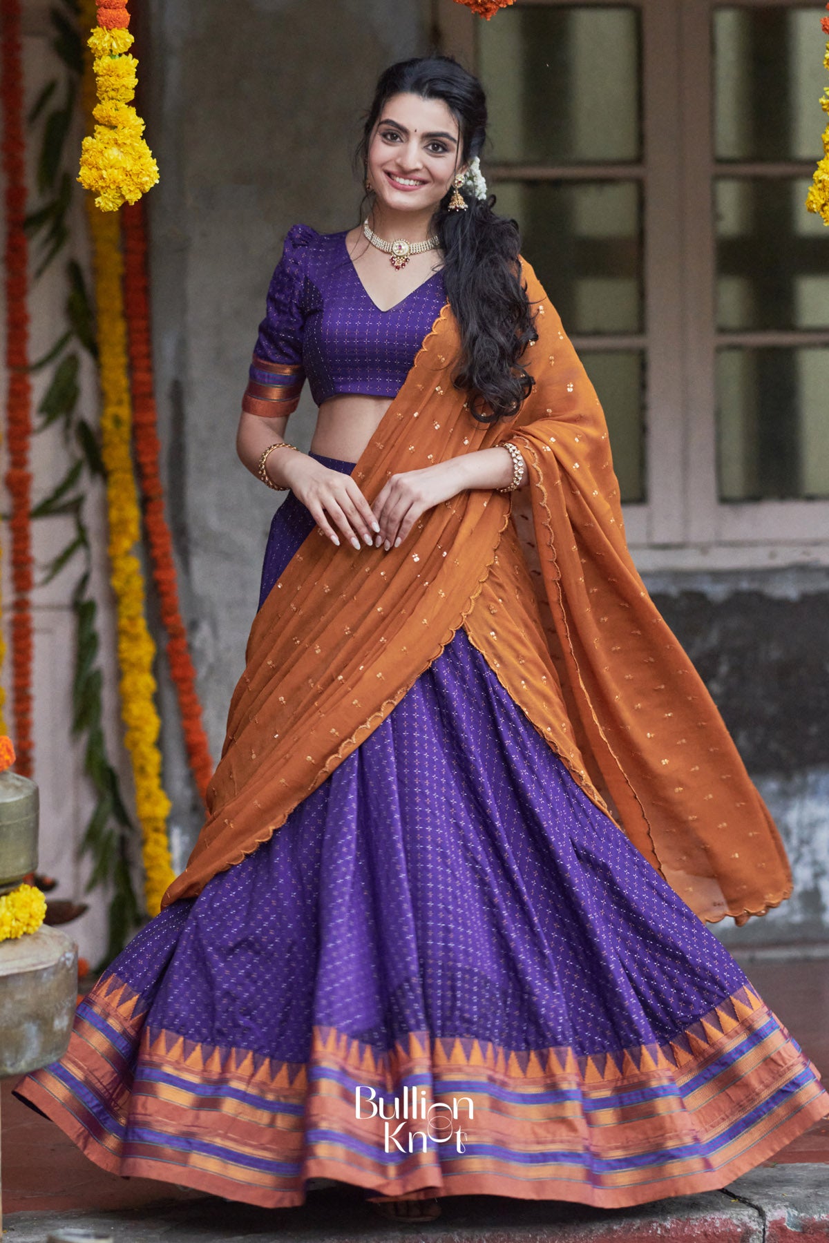 Akhila Naraynpet Half Saree in Purple