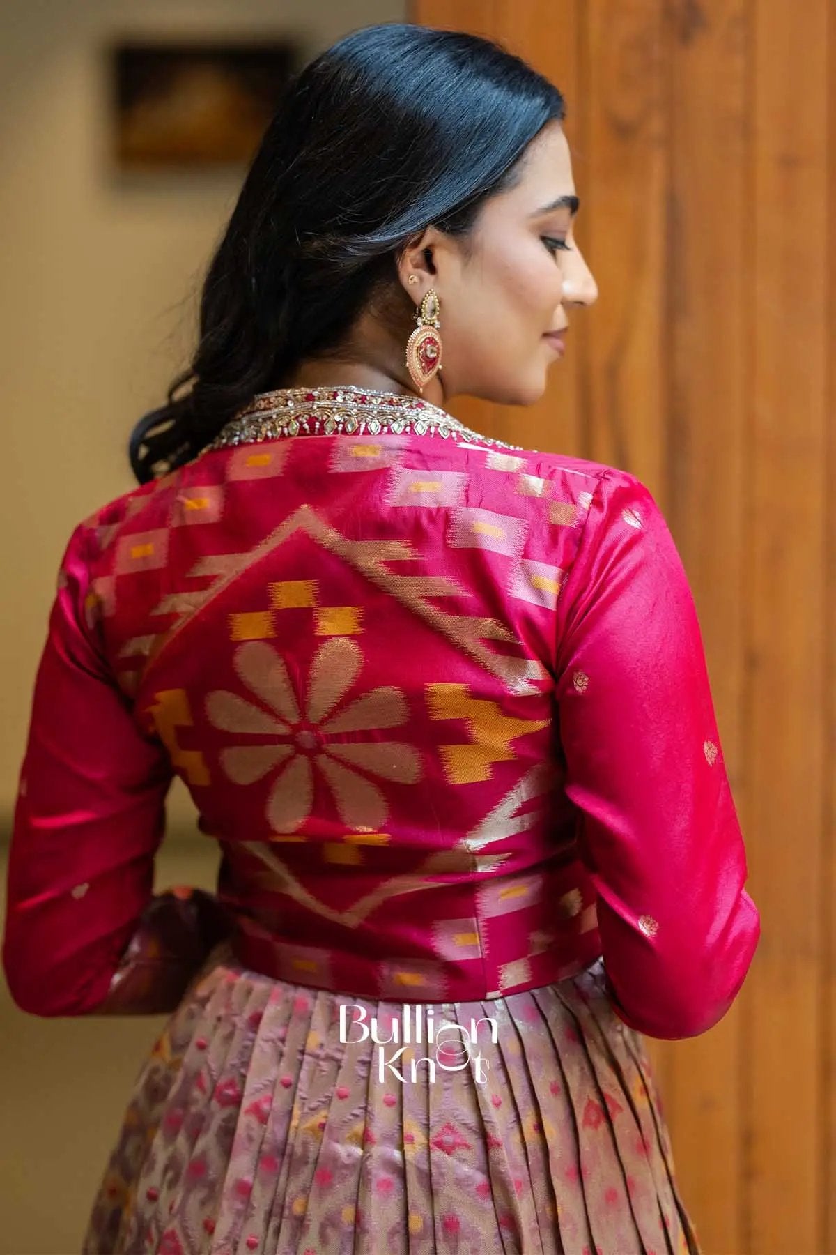 Bhavishya | Pink Pattu Ikkat Jacket Gown