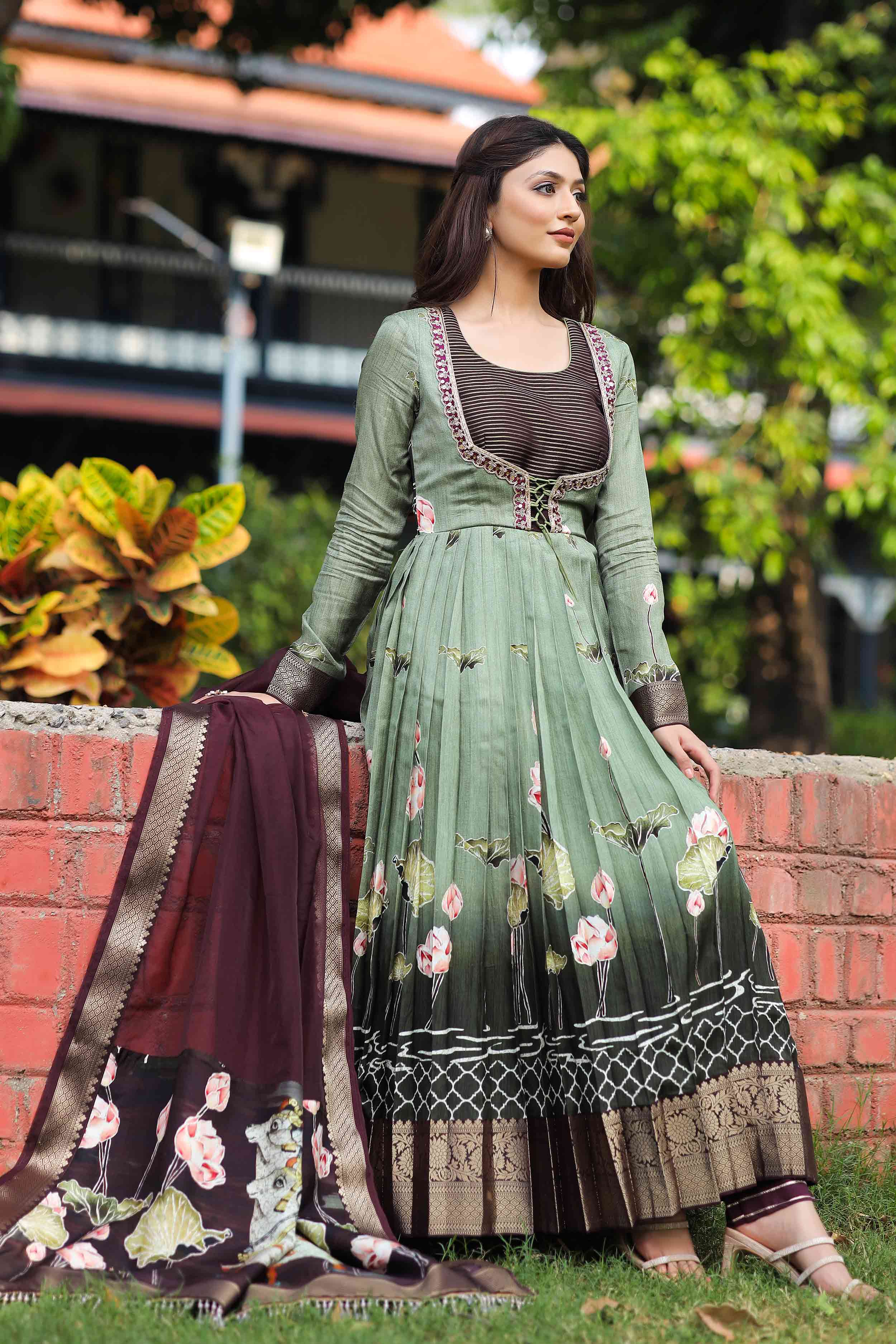 a woman in Anarkali dress