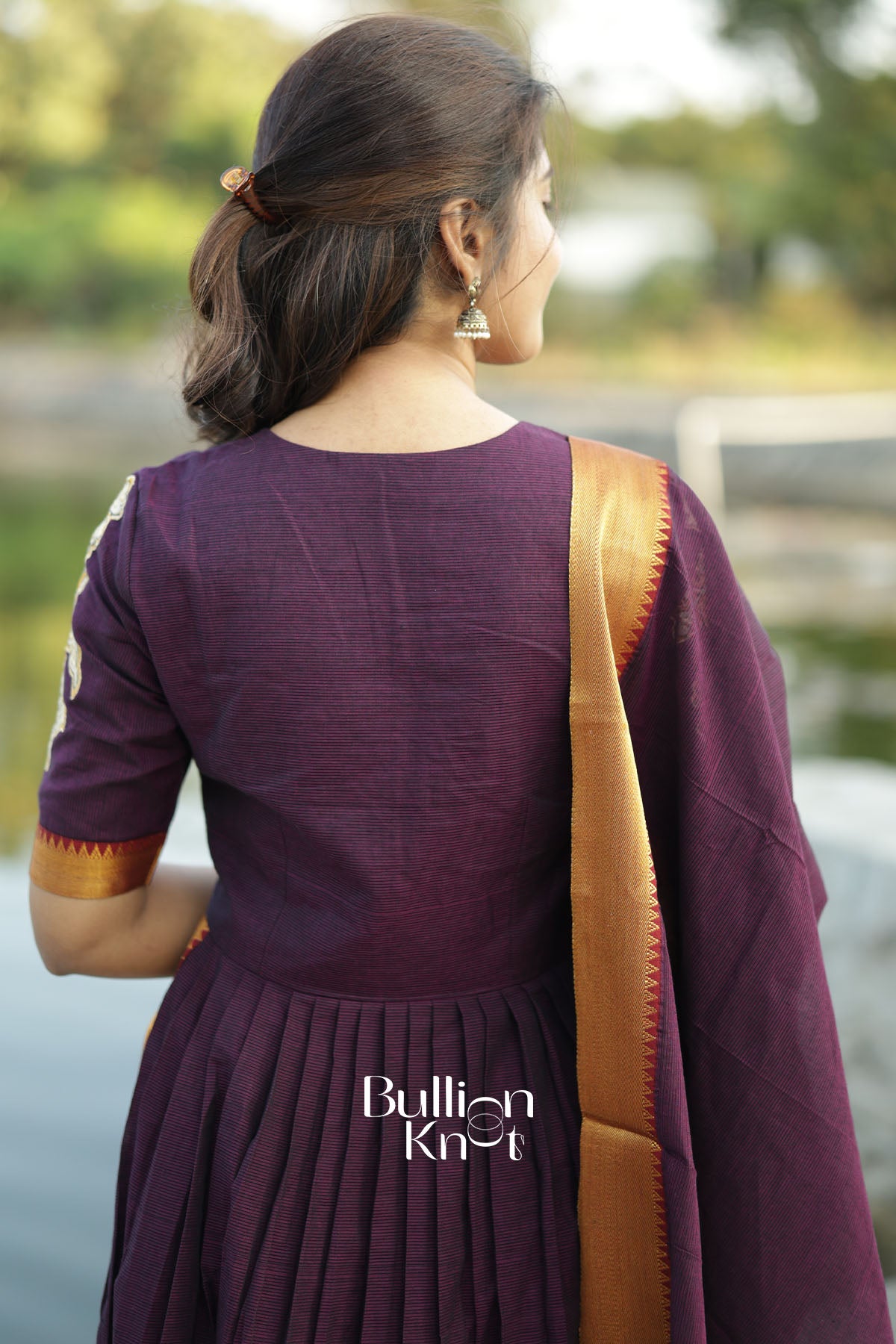 Ambalika Handloom Wine Kurta Suit Set