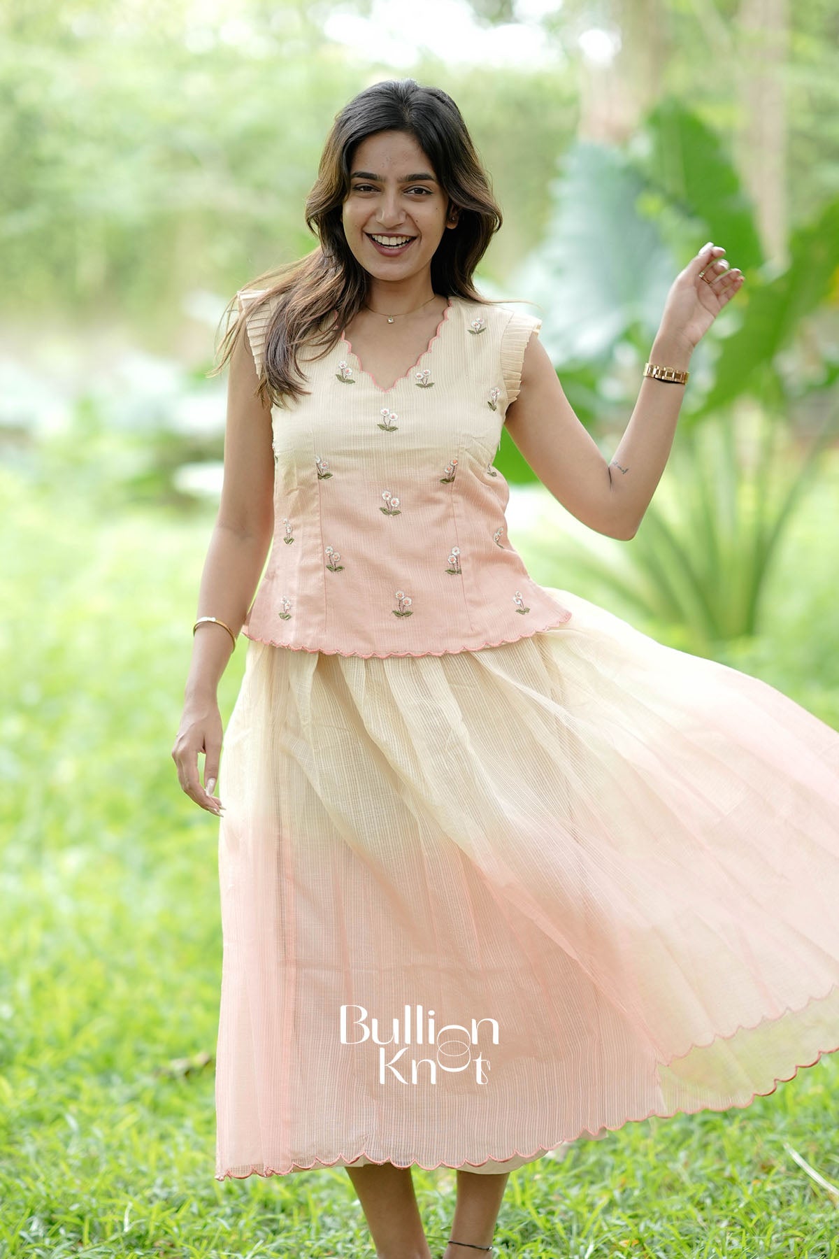 Aneri Kota cream co-ord set dress front view