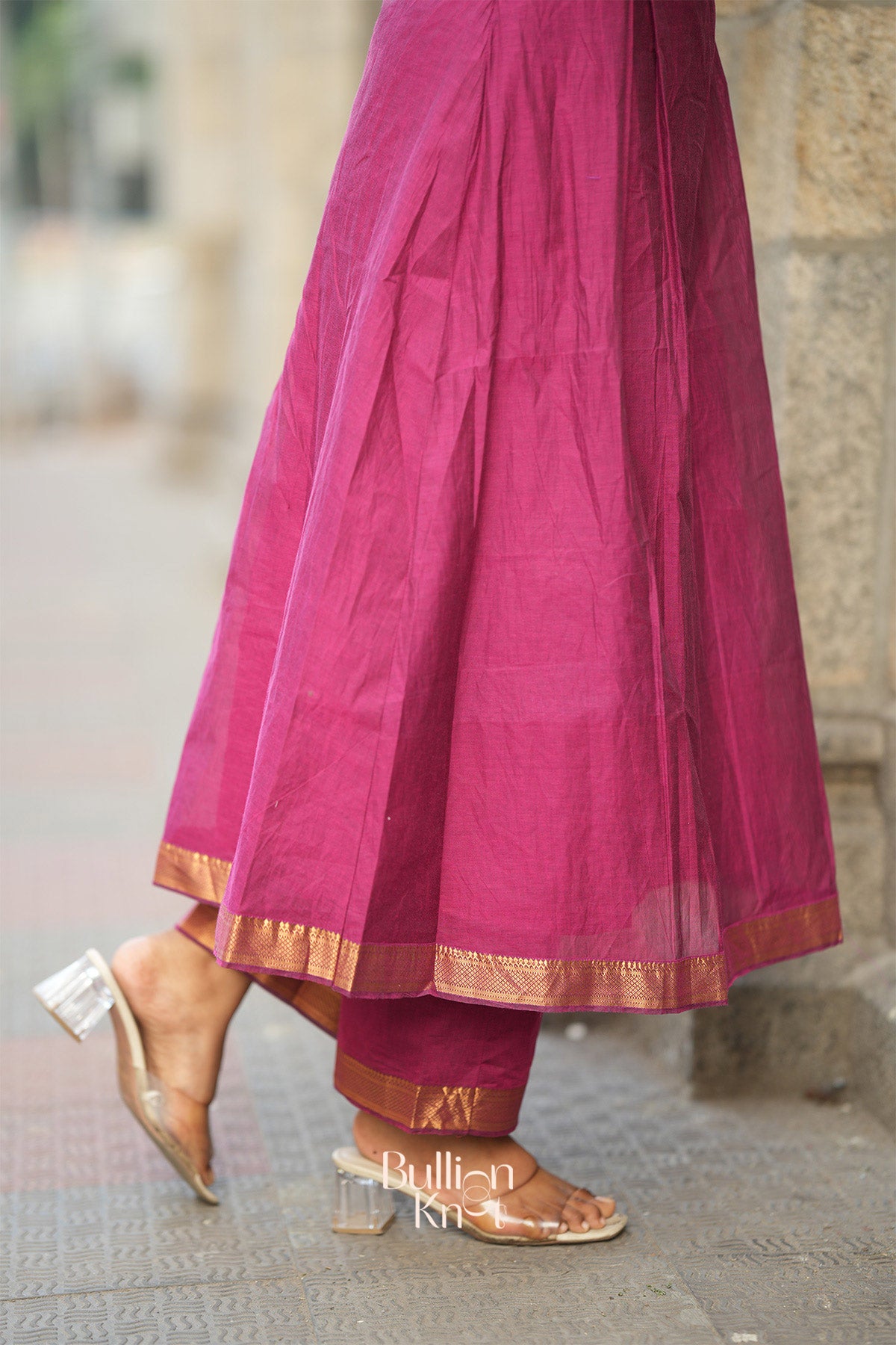 Antra Handloom Kurta Set (Dress) in Magenta