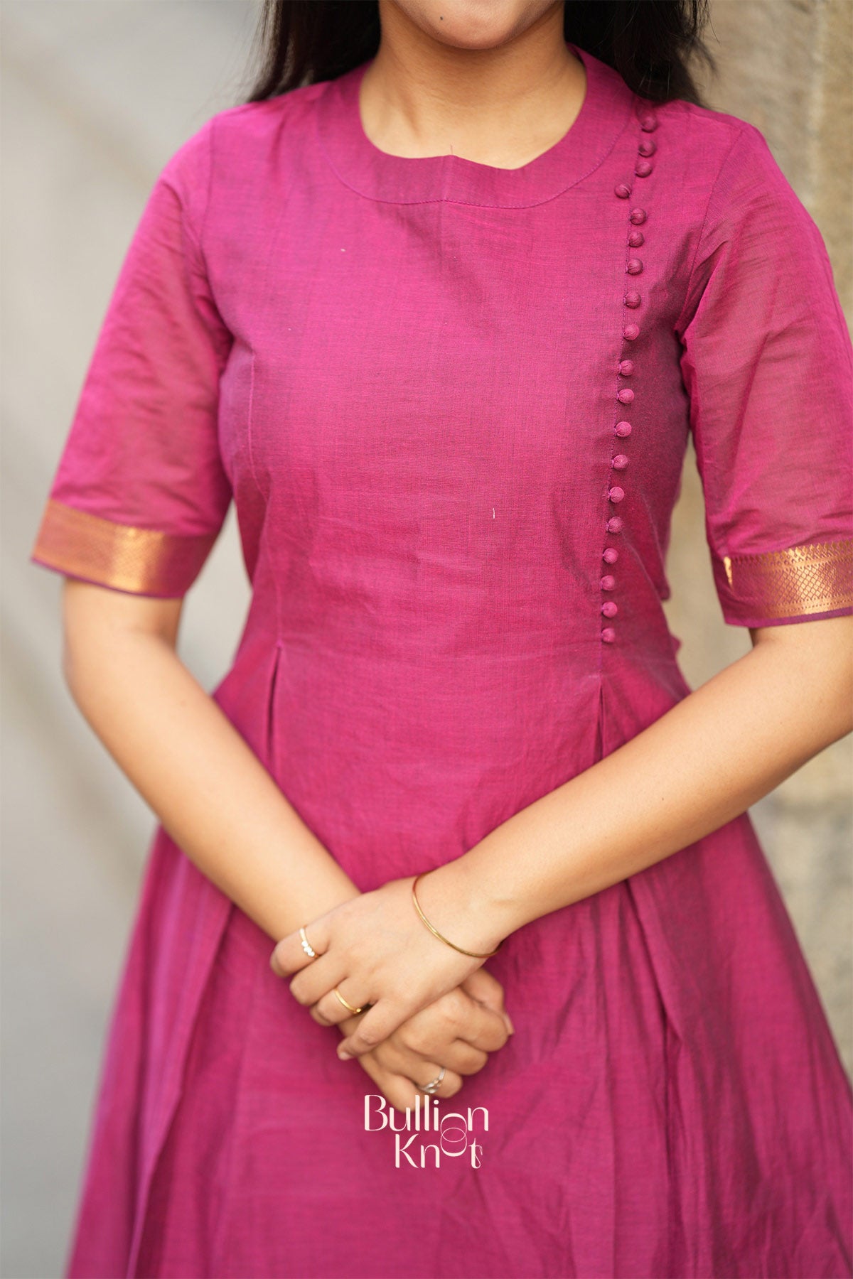 Antra Handloom Kurta Set (Dress) in Magenta