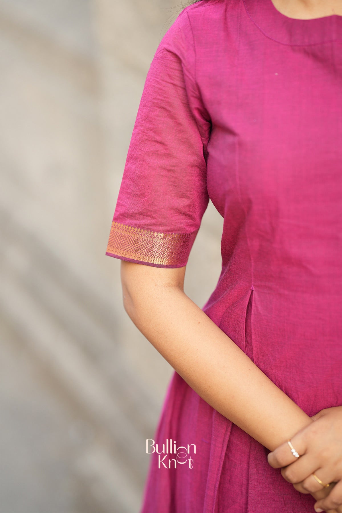 Antra Handloom Kurta Set (Dress) in Magenta