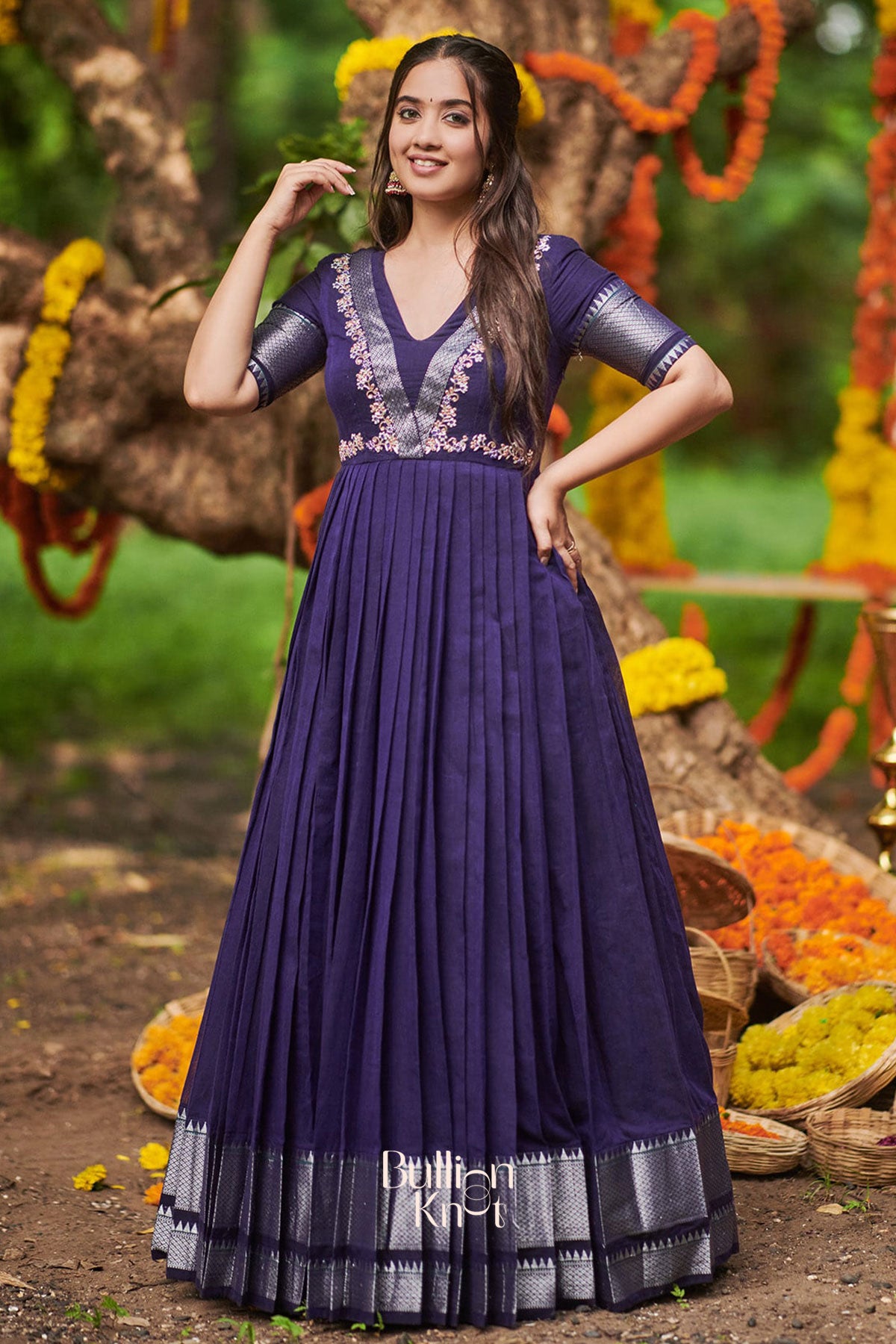 Apeksha Handloom Dress In Blue