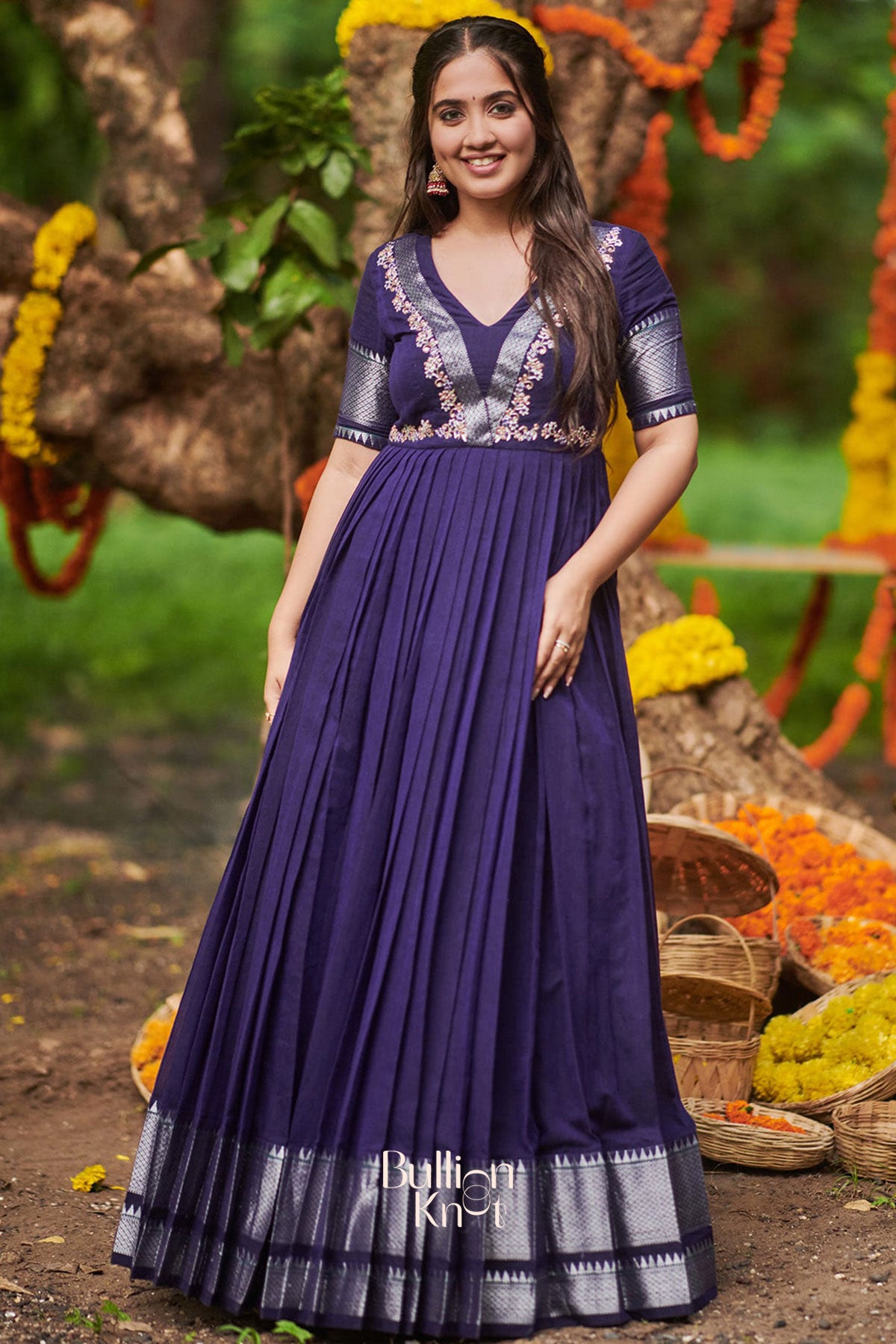 Apeksha Handloom Dress In Blue