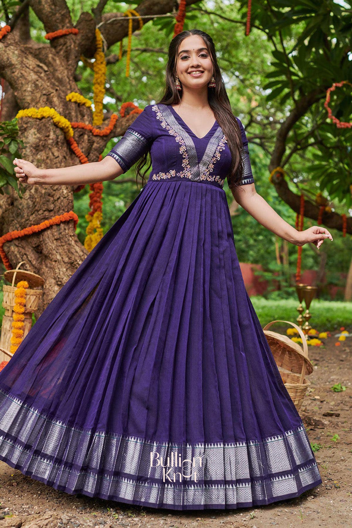 Apeksha Handloom Dress In Blue